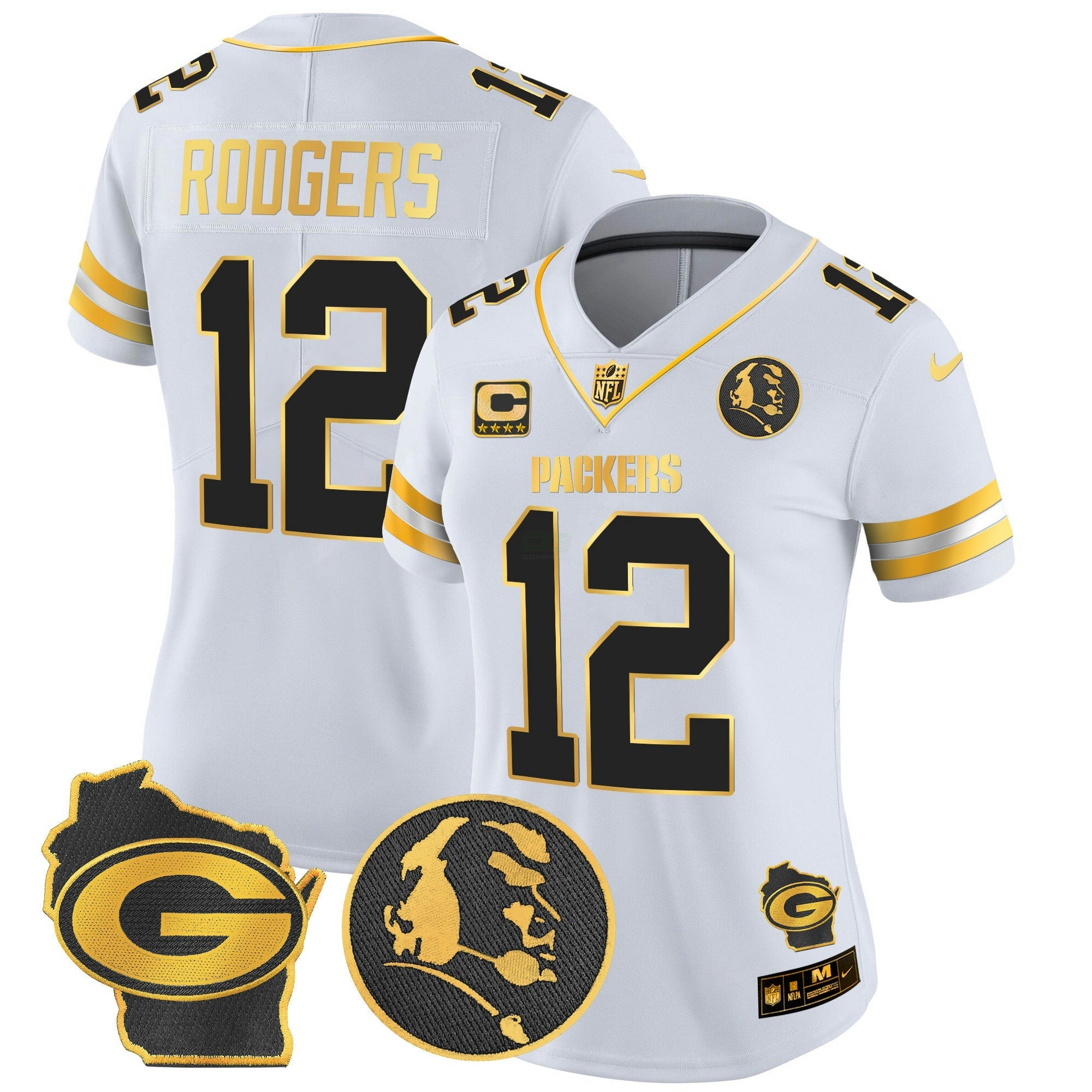 Camisa NFL Women’s John Madden & Home Patch Dourada Vapor Limited Jersey