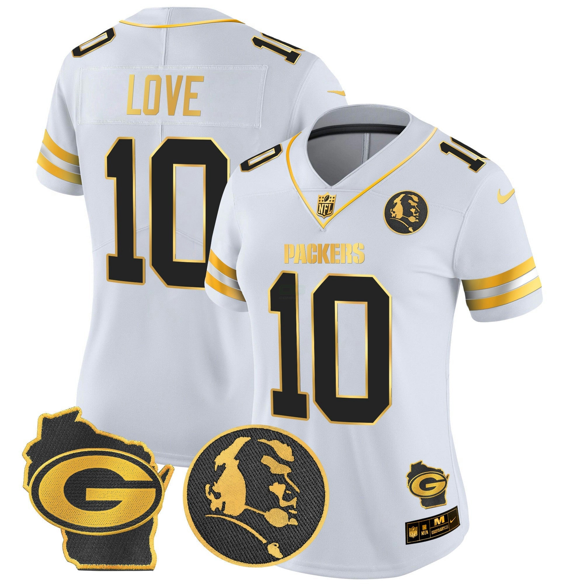 Camisa NFL Women’s John Madden & Home Patch Dourada Vapor Limited Jersey