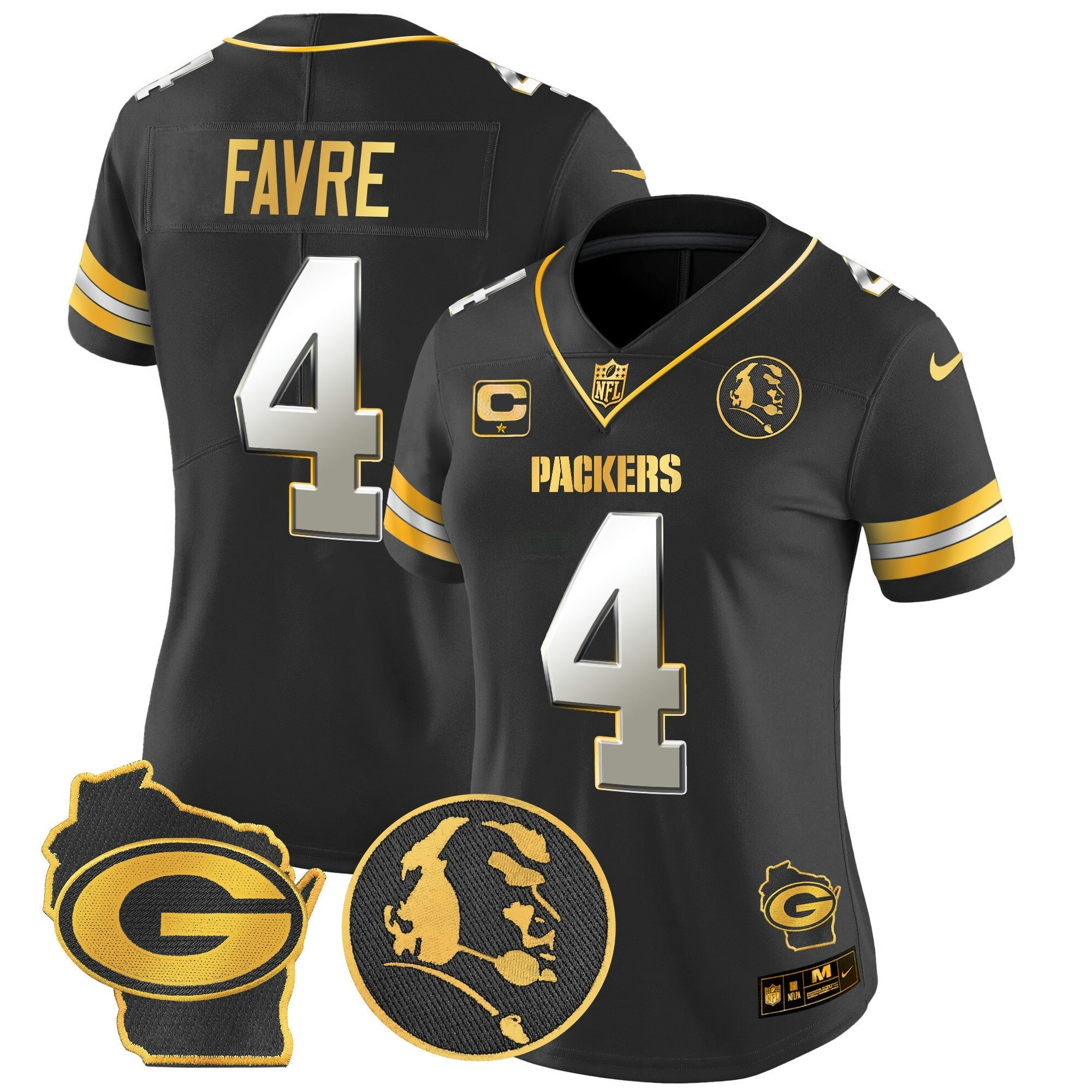 Camisa NFL Women’s John Madden & Home Patch Dourada Vapor Limited Jersey