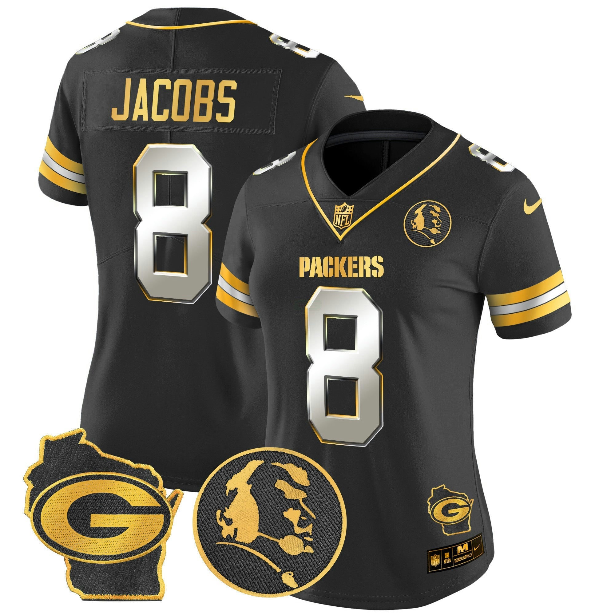Camisa NFL Women’s John Madden & Home Patch Dourada Vapor Limited Jersey