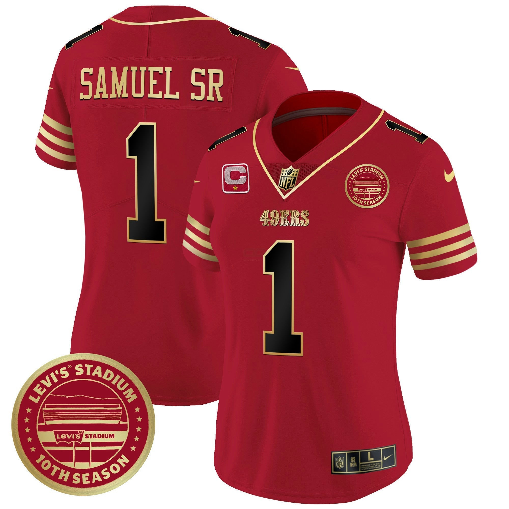 Camisa NFL Women’s Levi’S Stadium 10th Season Patch Vapor Limited Jersey