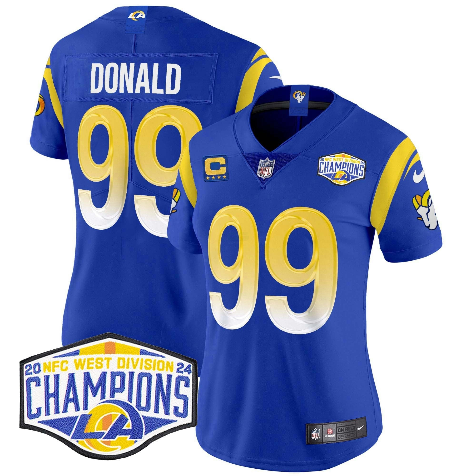 Camisa NFL Women’s Los Angeles 2024 NFC West Division Champions Vapor Limited Jersey