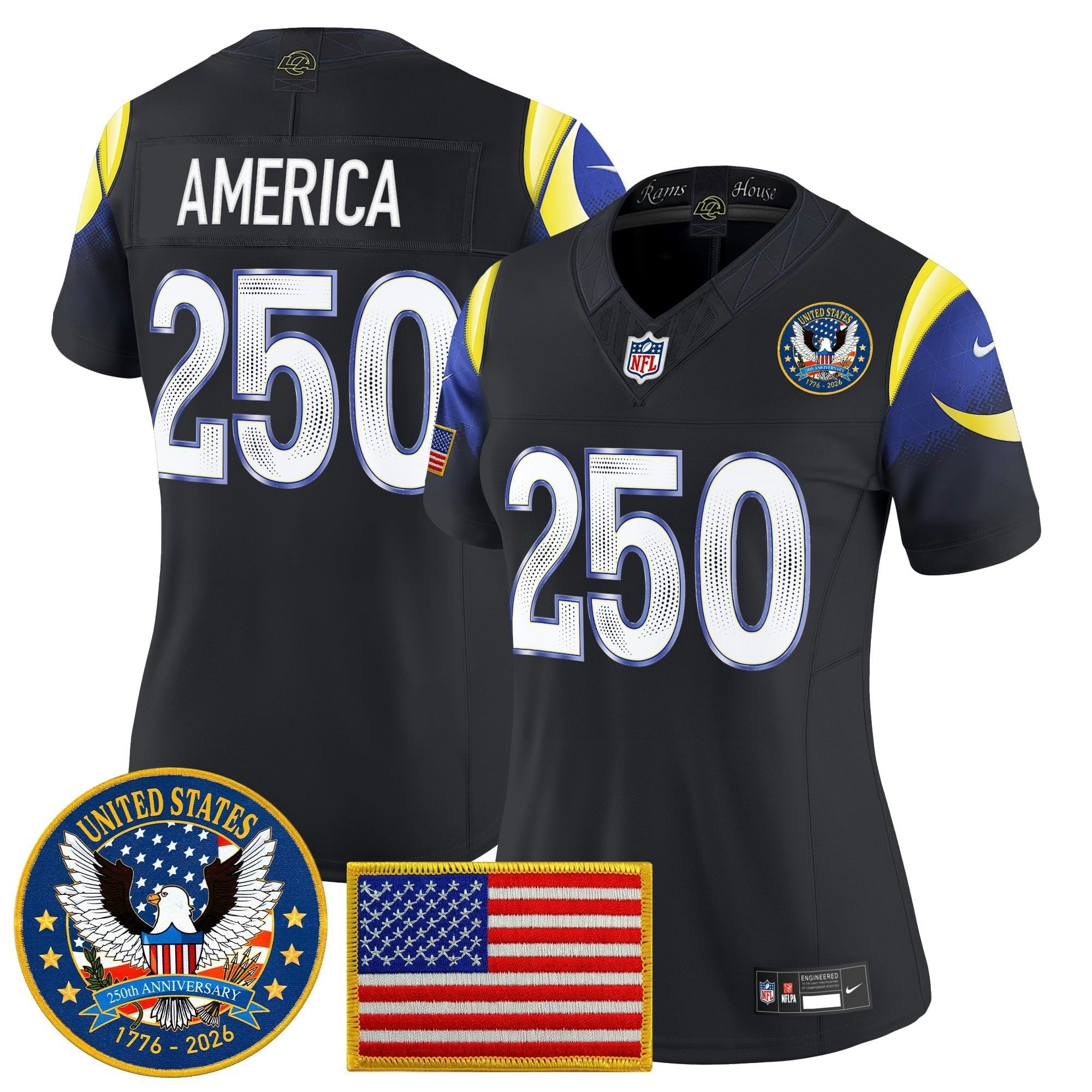 Camisa NFL Women’s Los Angeles 2025 “United States 250th Anniversary Patch” Vapor Limited Jersey