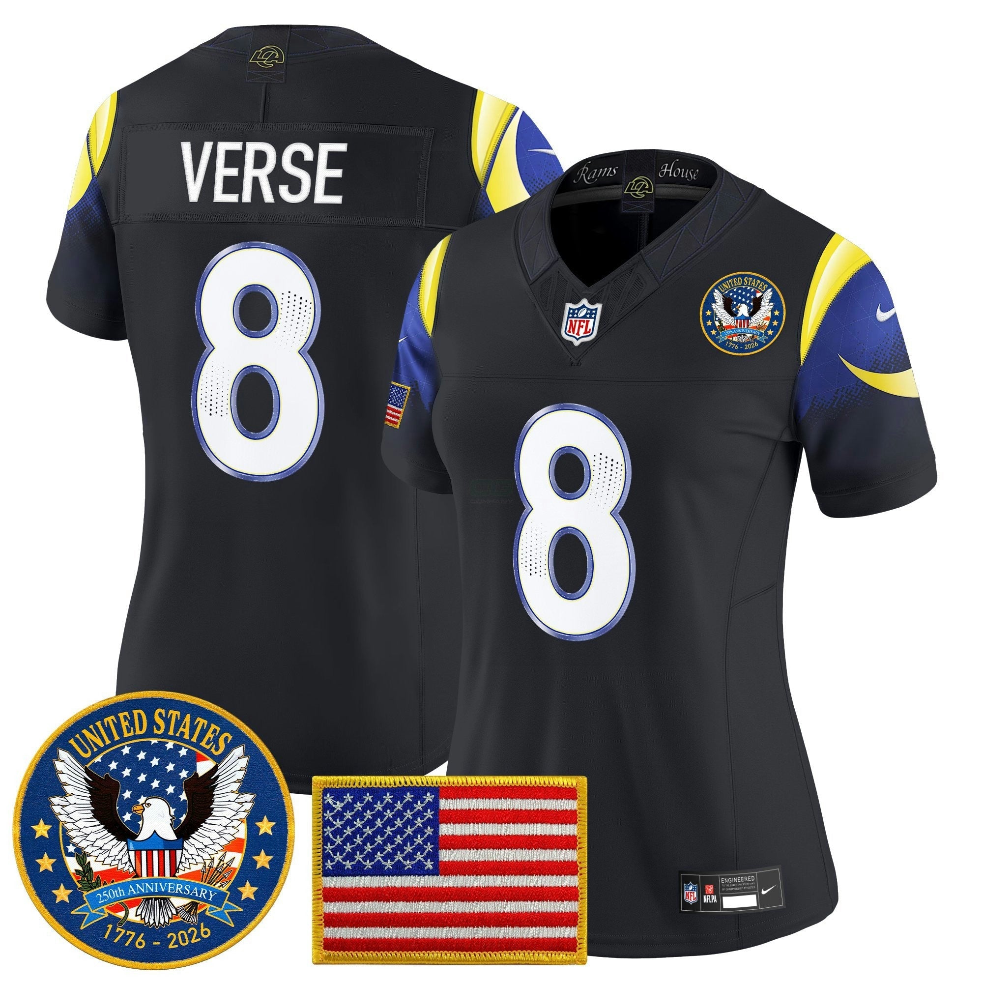 Camisa NFL Women’s Los Angeles 2025 “United States 250th Anniversary Patch” Vapor Limited Jersey