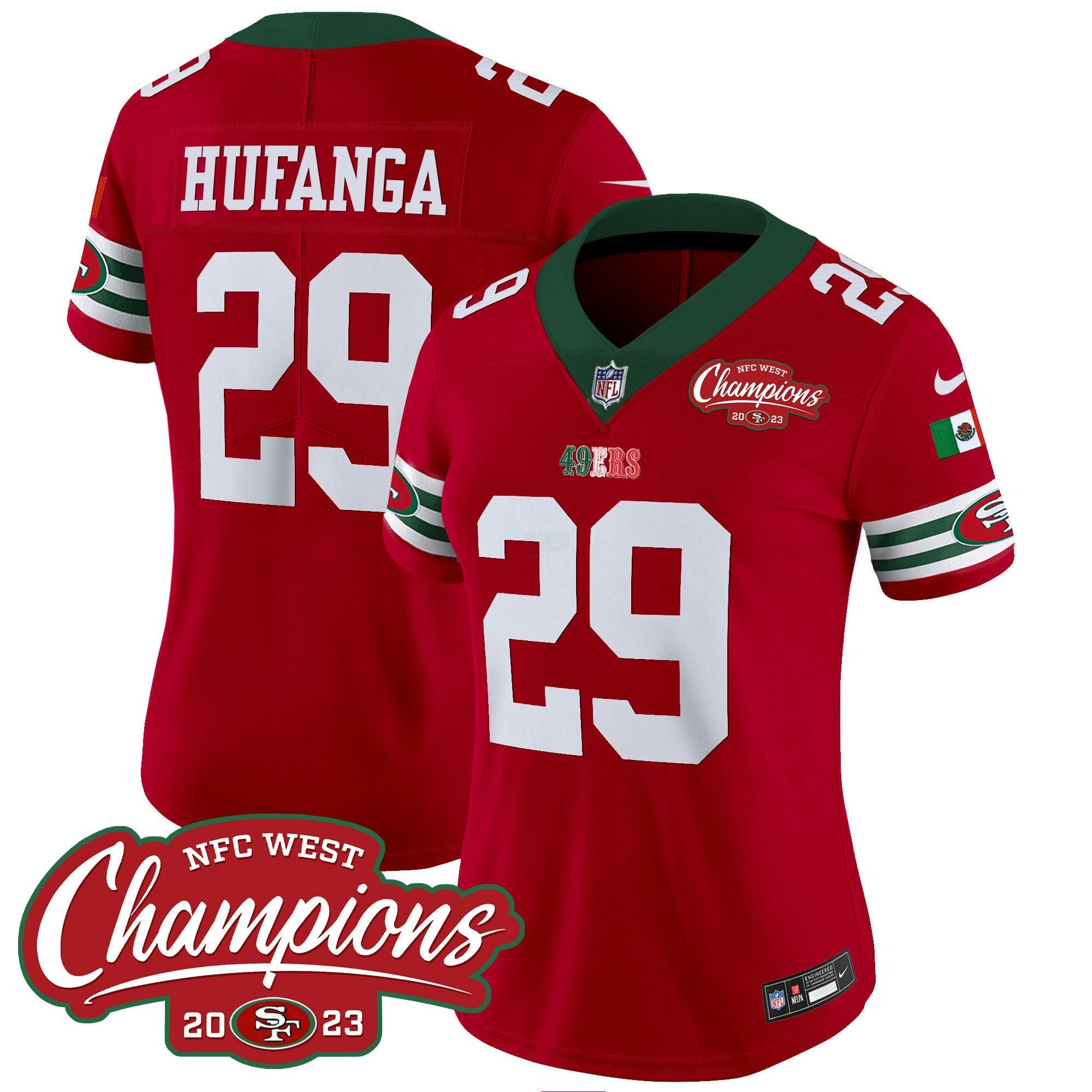 Camisa NFL Women’s Mexico 2023 NFC West Champions Patch Vapor Jersey