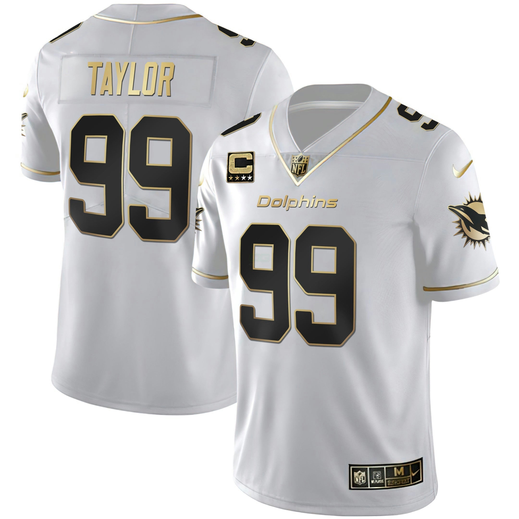 Camisa NFL Women’s Miami Branca Dourada & Preta Dourada Jersey