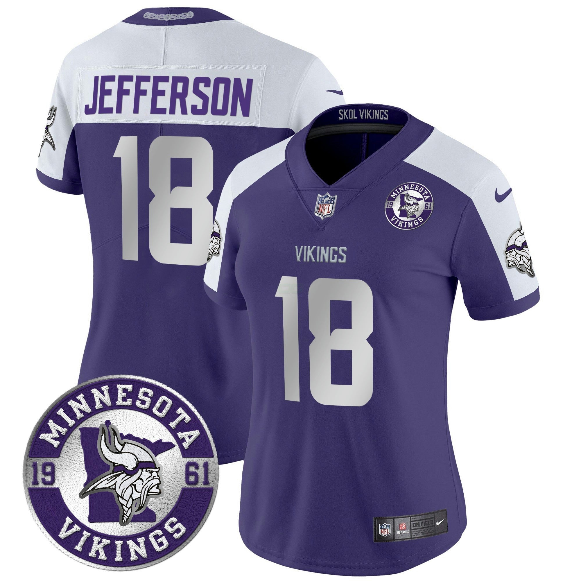 Camisa NFL Women’s Minnesota 2024 Vapor Limited Jersey – Est. 1961 Patch