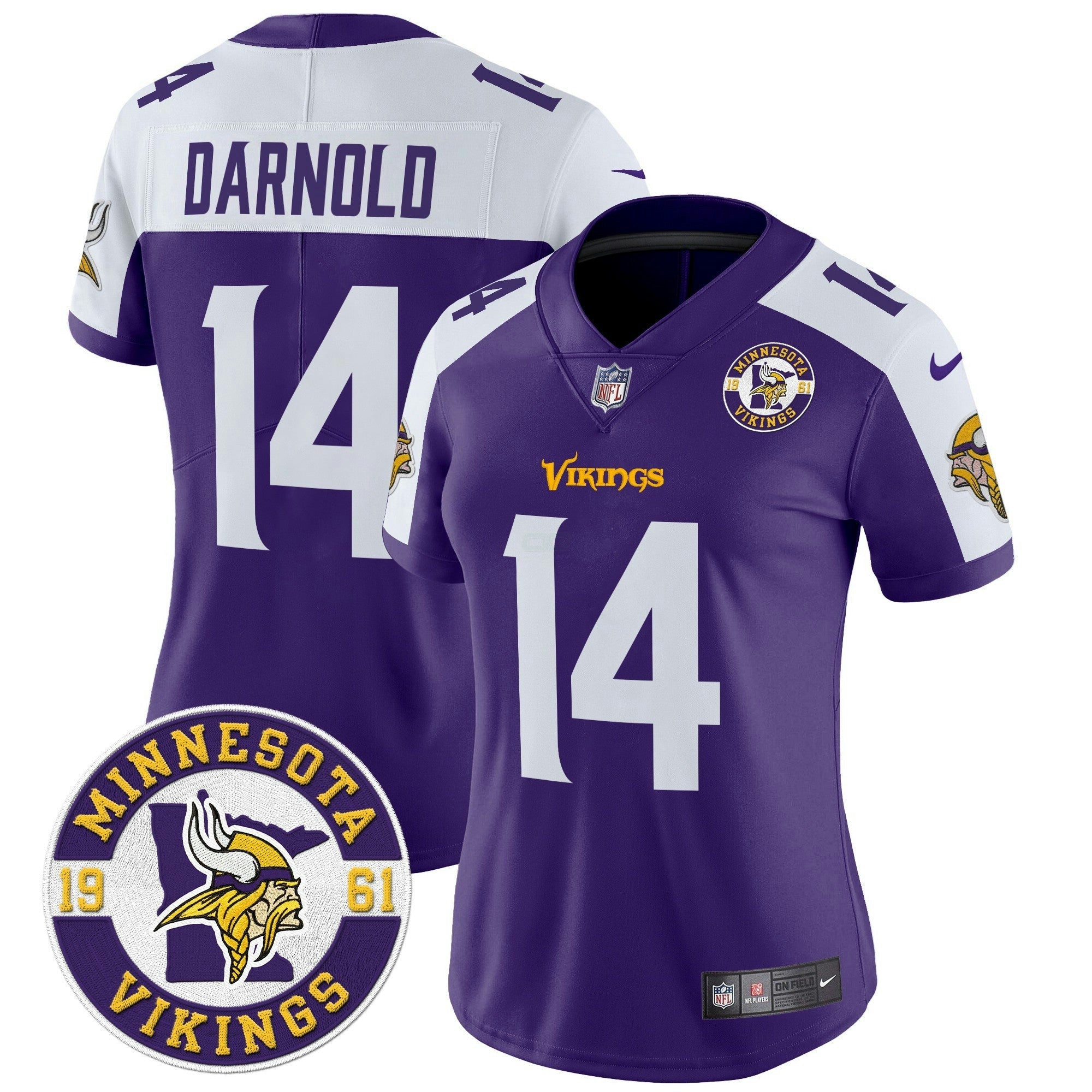 Camisa NFL Women’s Minnesota 2024 Vapor Limited Jersey V2 – Est. 1961 Patch