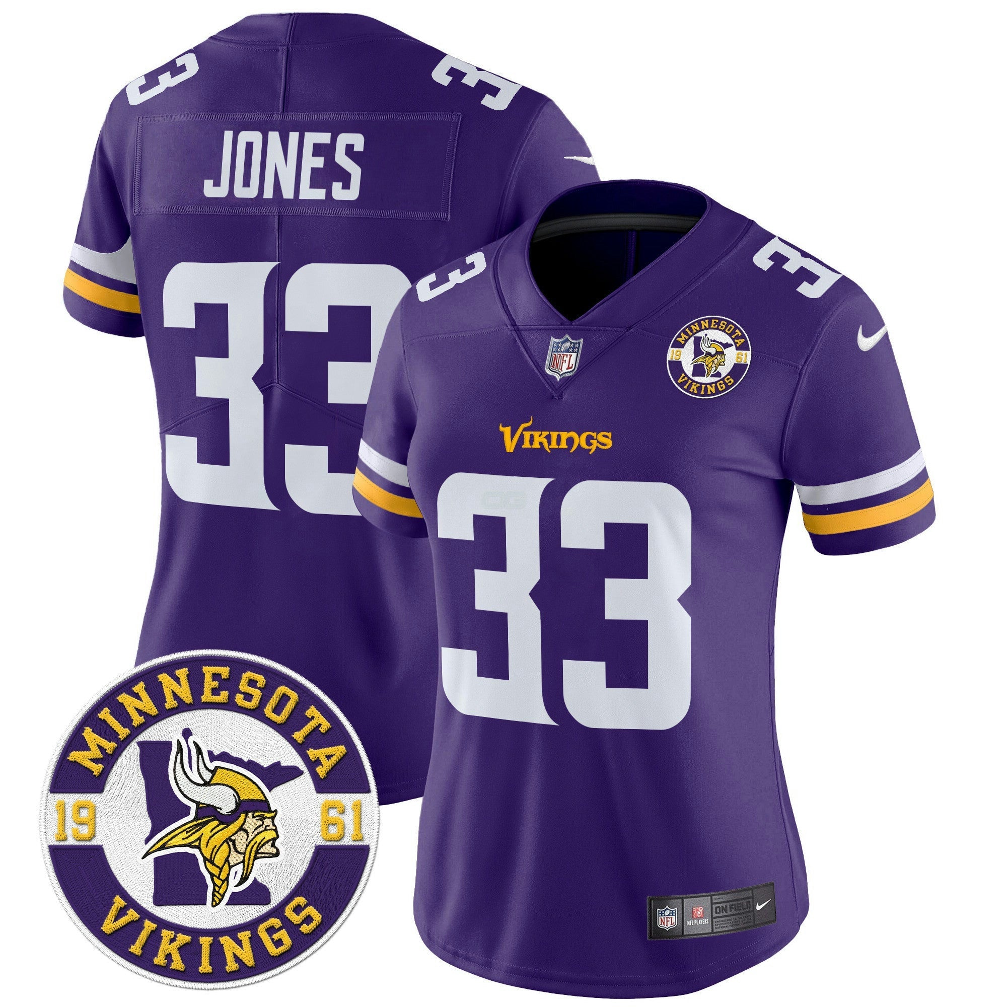 Camisa NFL Women’s Minnesota 2024 Vapor Limited Jersey V2 – Est. 1961 Patch