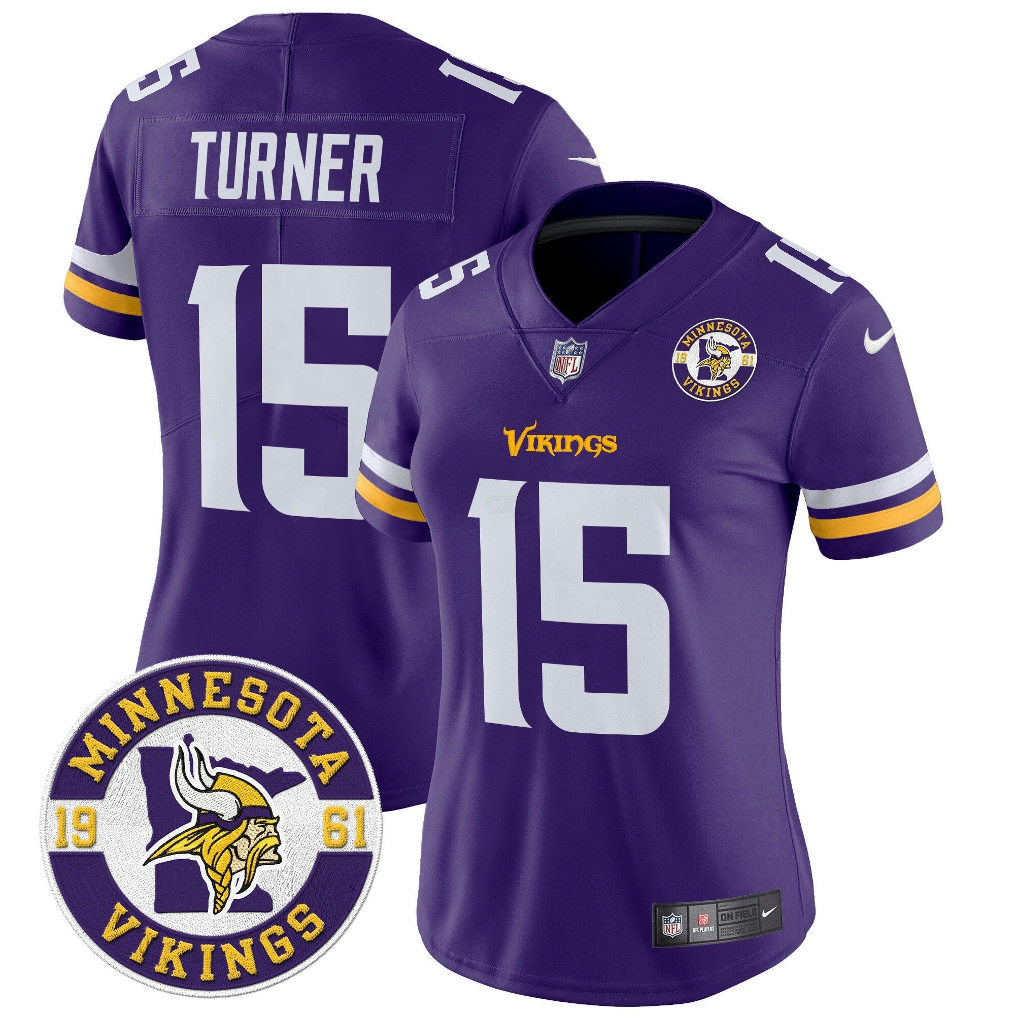 Camisa NFL Women’s Minnesota 2024 Vapor Limited Jersey V2 – Est. 1961 Patch
