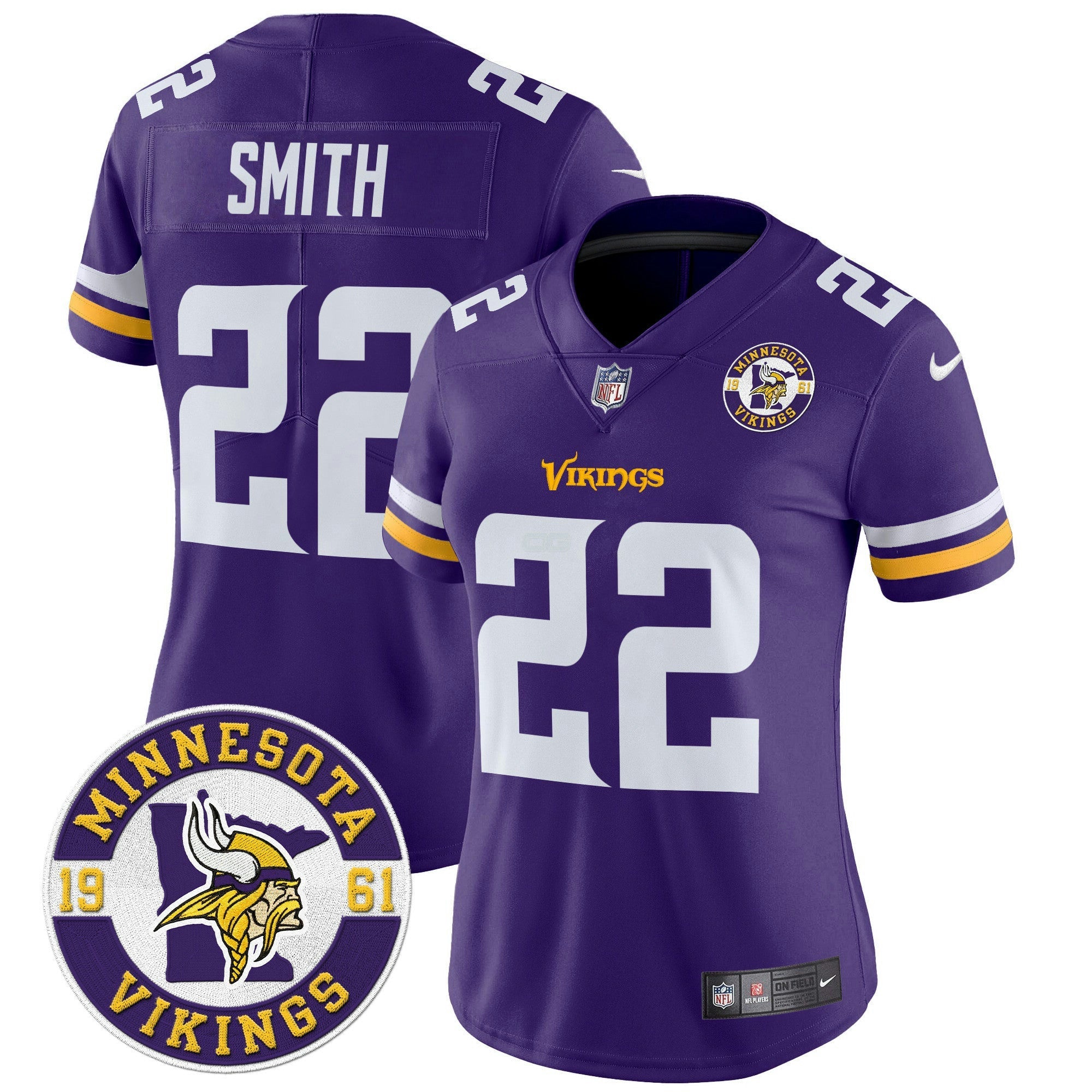 Camisa NFL Women’s Minnesota 2024 Vapor Limited Jersey V2 – Est. 1961 Patch