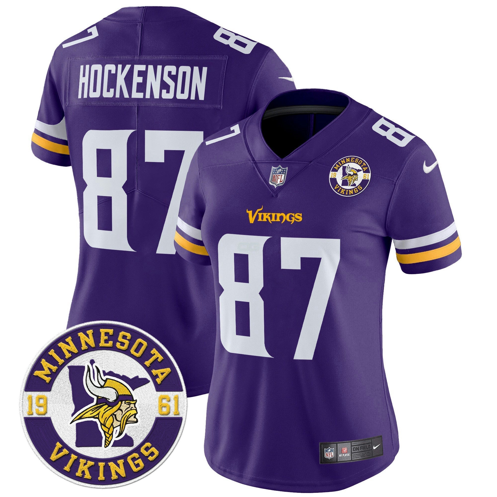 Camisa NFL Women’s Minnesota 2024 Vapor Limited Jersey V2 – Est. 1961 Patch