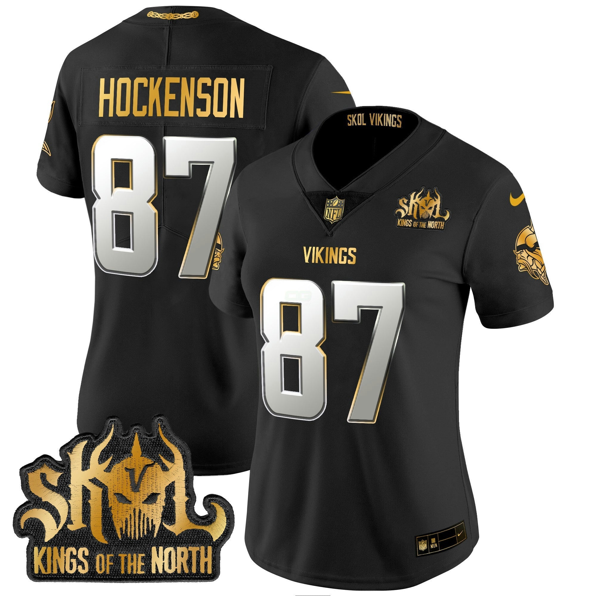 Camisa NFL Women’s Minnesota 2024 Winter Warrior Skol Patch Dourada Vapor Limited Jersey