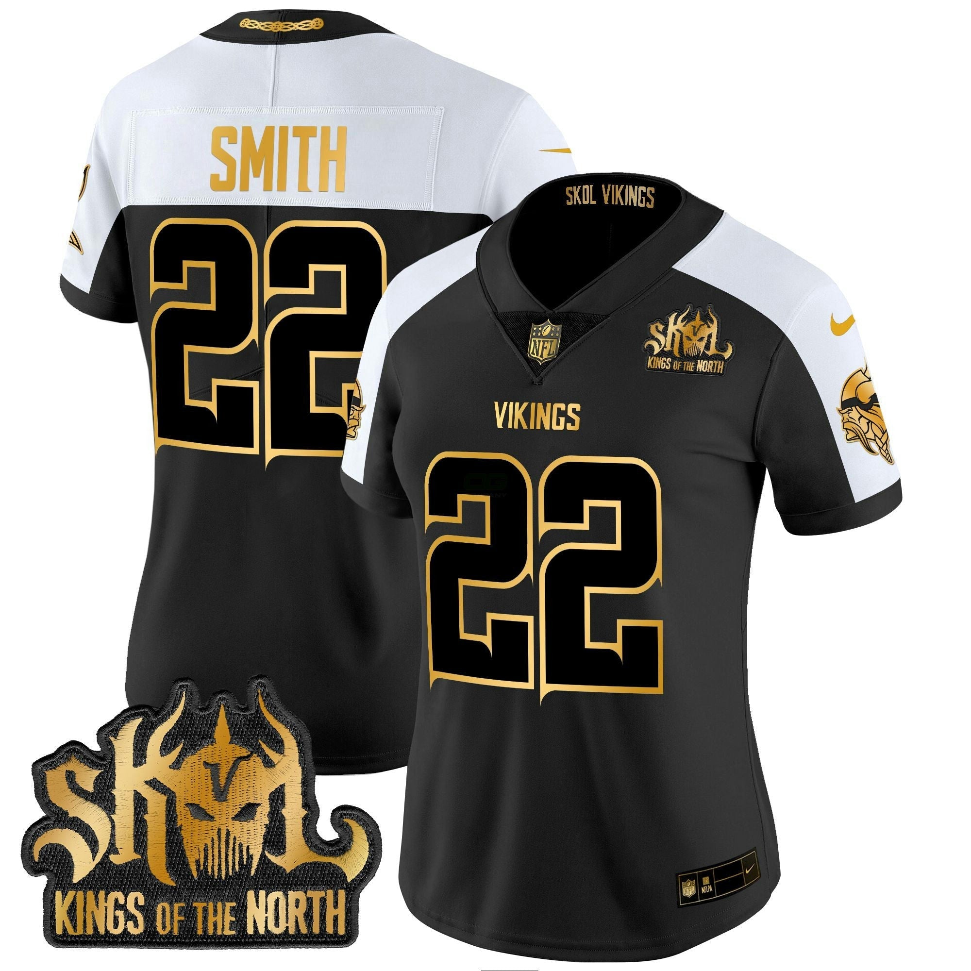 Camisa NFL Women’s Minnesota 2024 Winter Warrior Skol Patch Dourada Vapor Limited Jersey