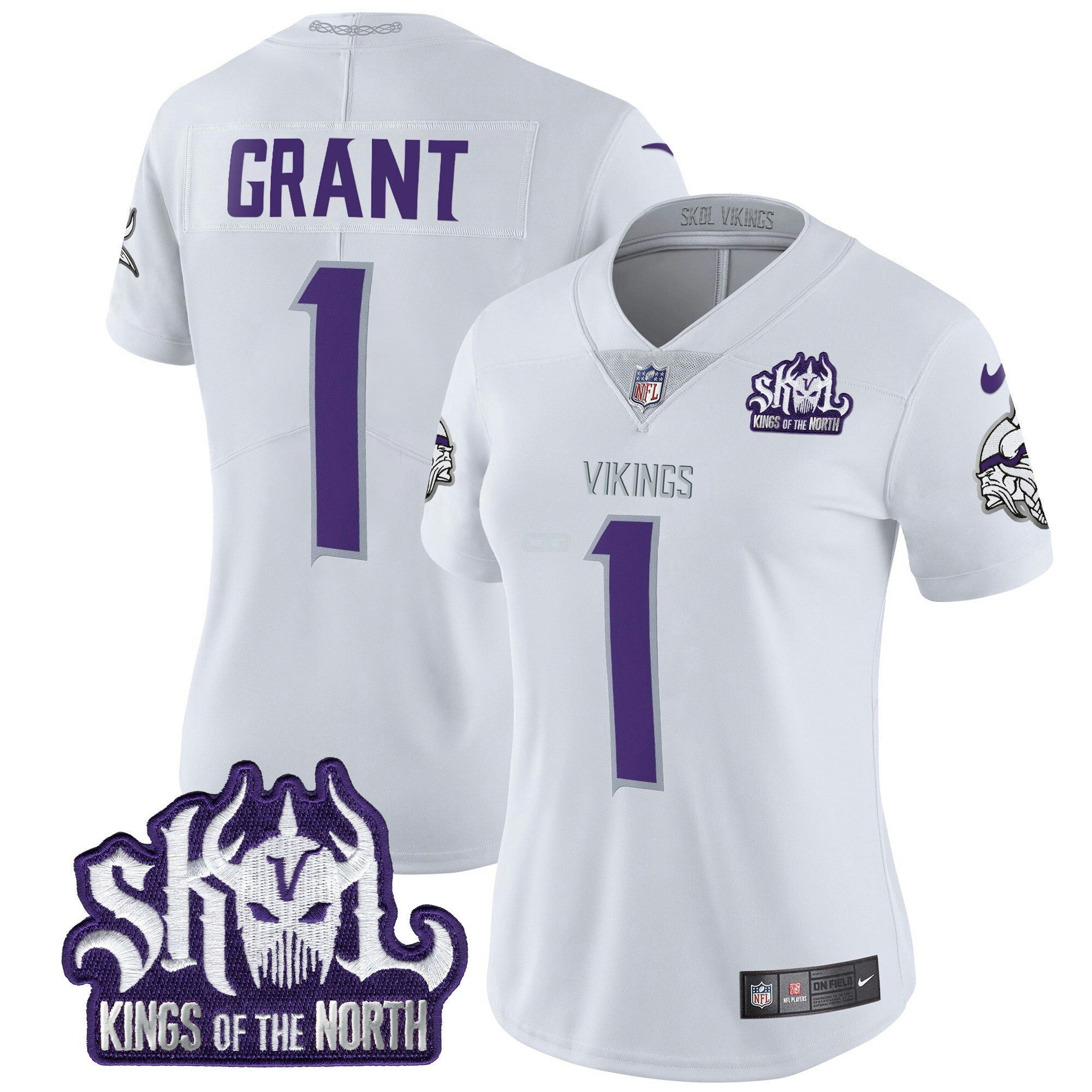 Camisa NFL Women’s Minnesota 2024 Winter Warrior Skol Patch Vapor Limited Jersey