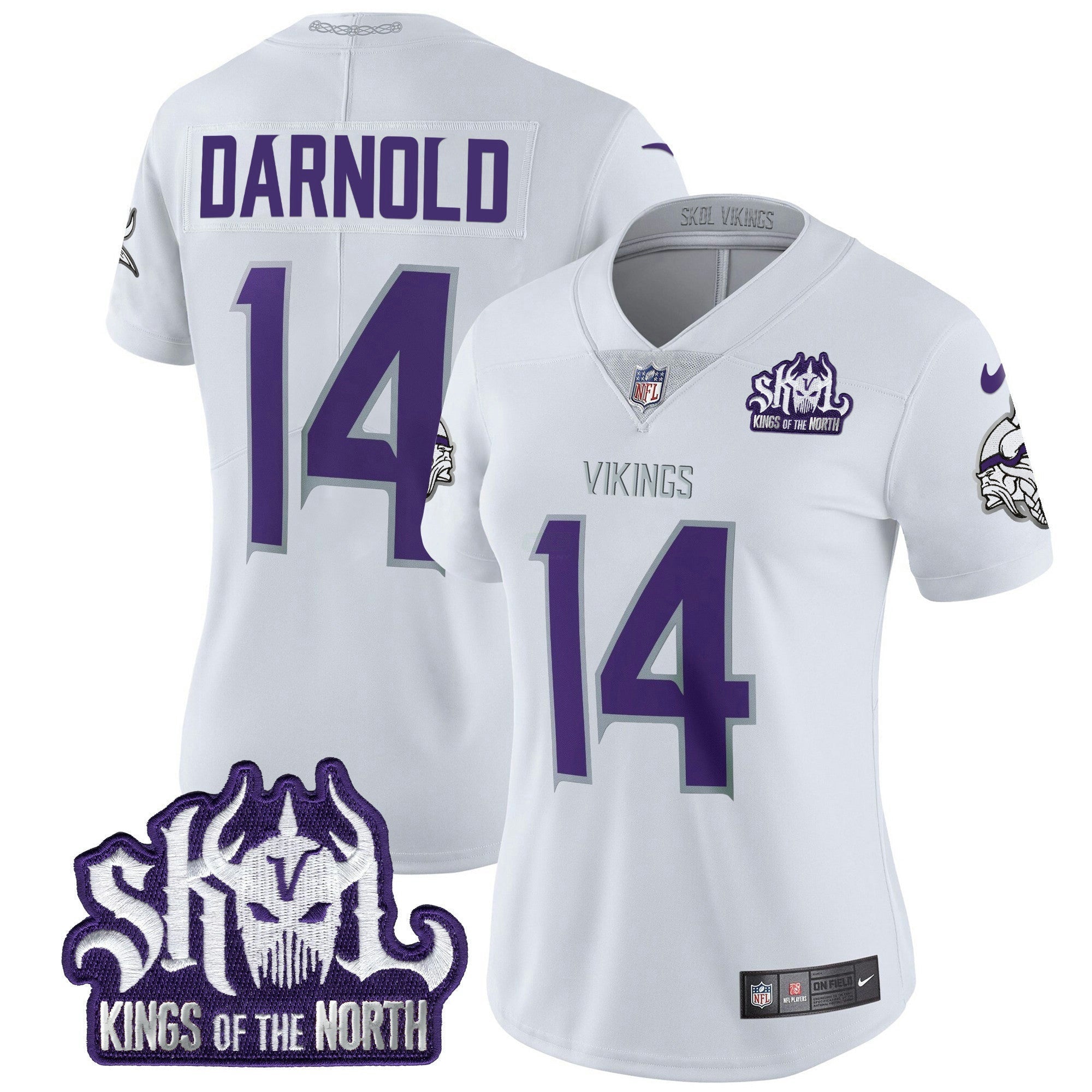 Camisa NFL Women’s Minnesota 2024 Winter Warrior Skol Patch Vapor Limited Jersey