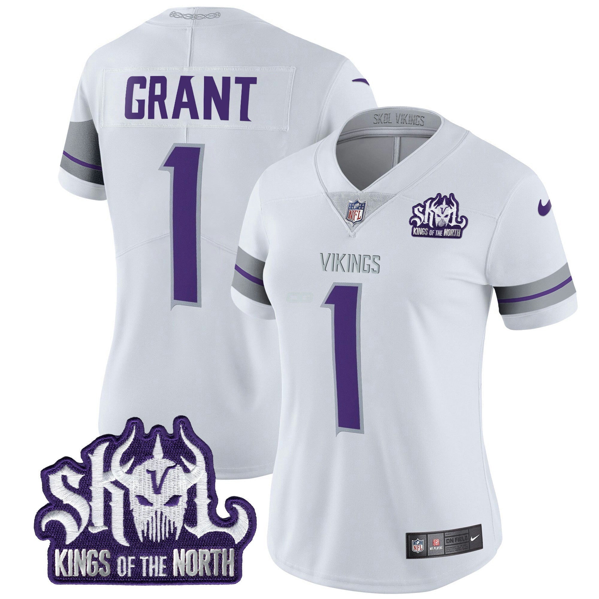 Camisa NFL Women’s Minnesota 2024 Winter Warrior Skol Patch Vapor Limited Jersey
