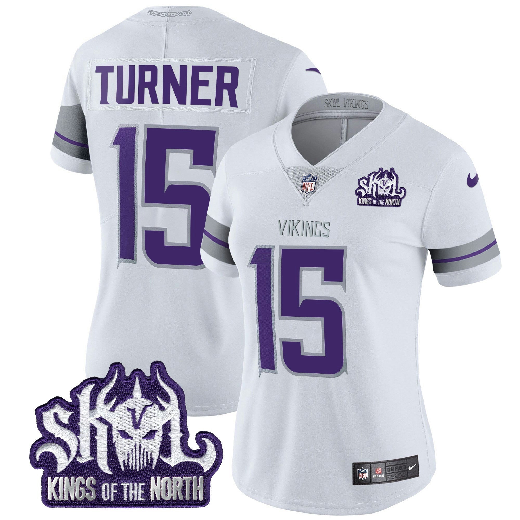 Camisa NFL Women’s Minnesota 2024 Winter Warrior Skol Patch Vapor Limited Jersey