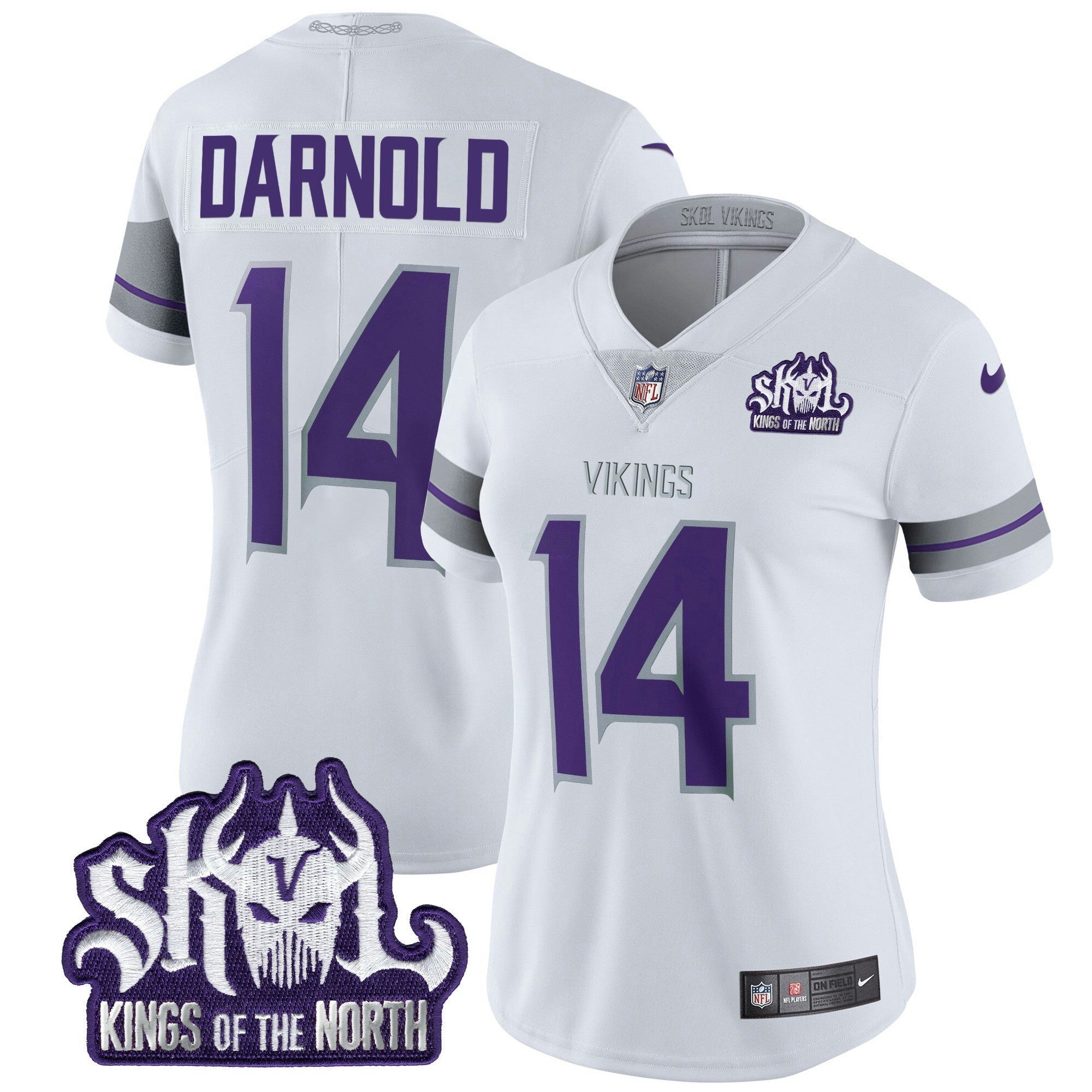 Camisa NFL Women’s Minnesota 2024 Winter Warrior Skol Patch Vapor Limited Jersey