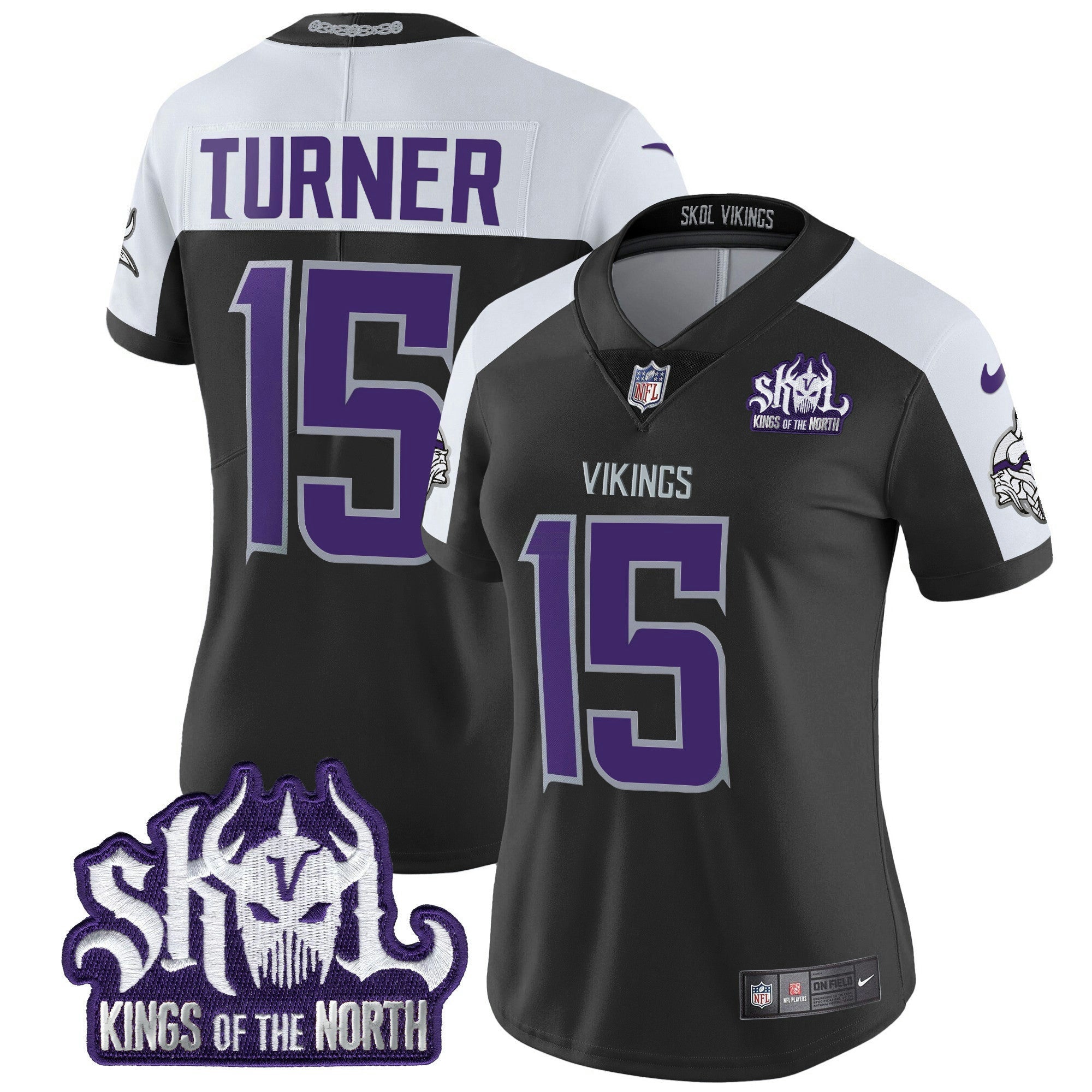 Camisa NFL Women’s Minnesota 2024 Winter Warrior Skol Patch Vapor Limited Jersey