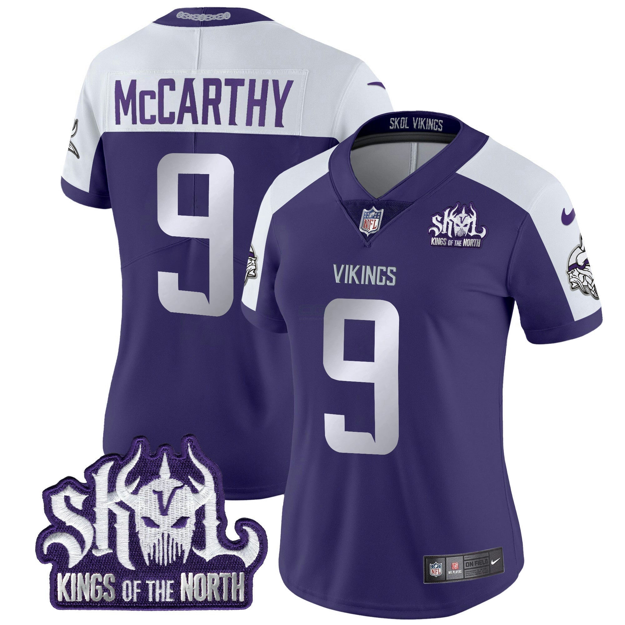 Camisa NFL Women’s Minnesota 2024 Winter Warrior Skol Patch Vapor Limited Jersey