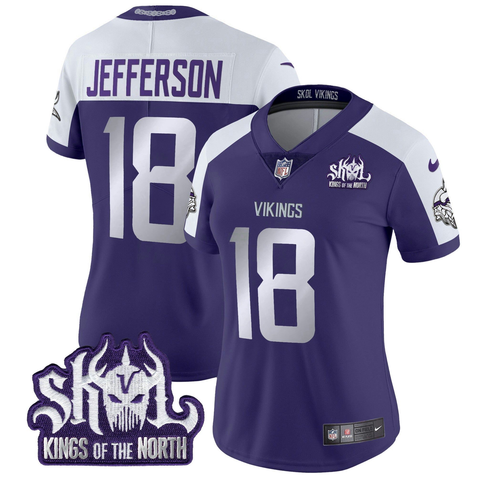 Camisa NFL Women’s Minnesota 2024 Winter Warrior Skol Patch Vapor Limited Jersey