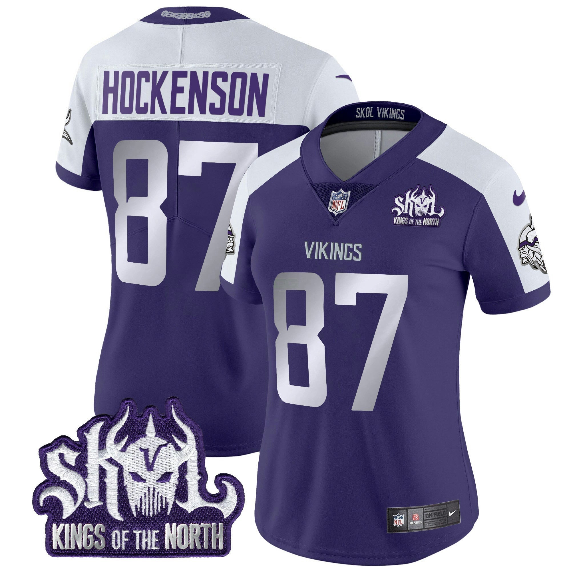 Camisa NFL Women’s Minnesota 2024 Winter Warrior Skol Patch Vapor Limited Jersey