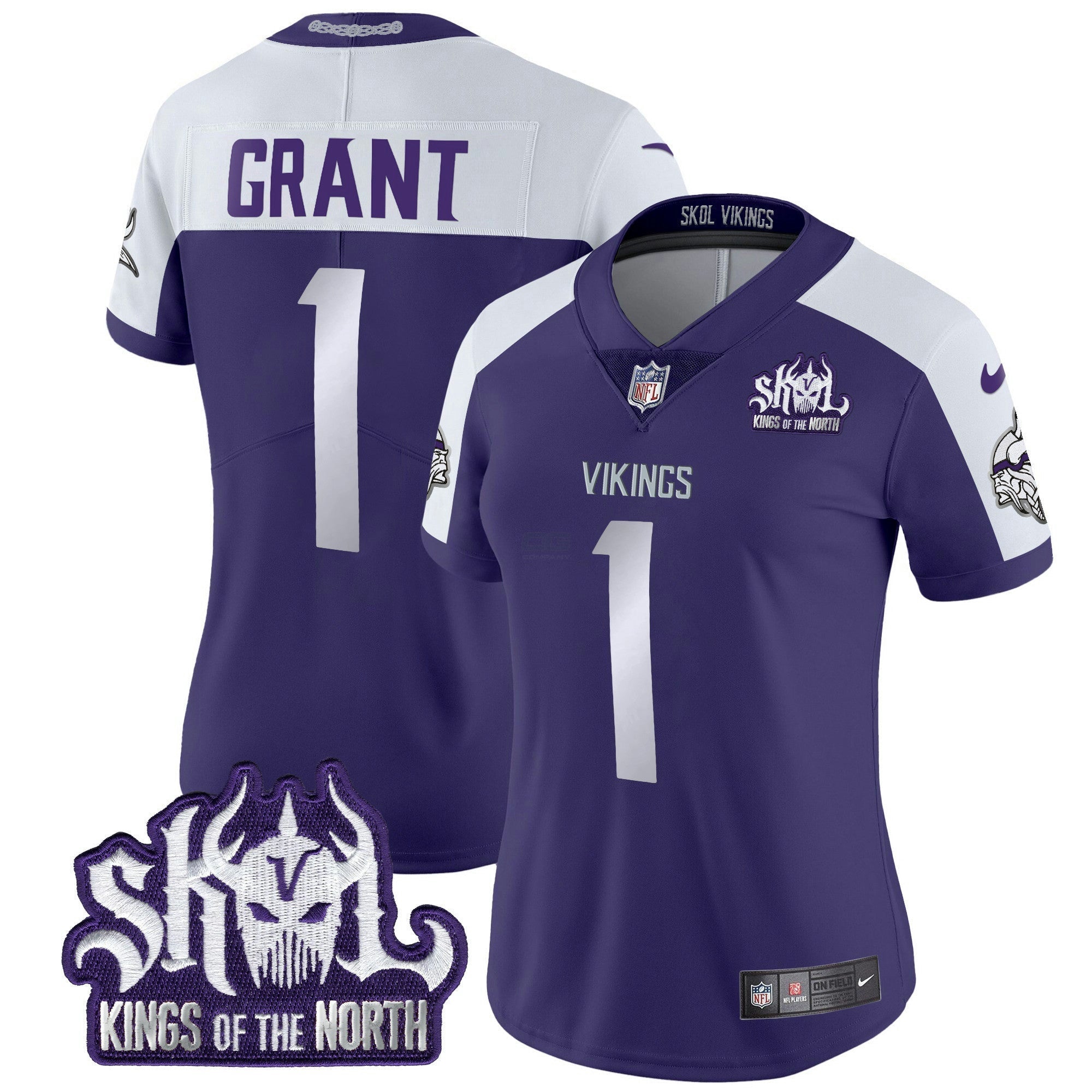 Camisa NFL Women’s Minnesota 2024 Winter Warrior Skol Patch Vapor Limited Jersey