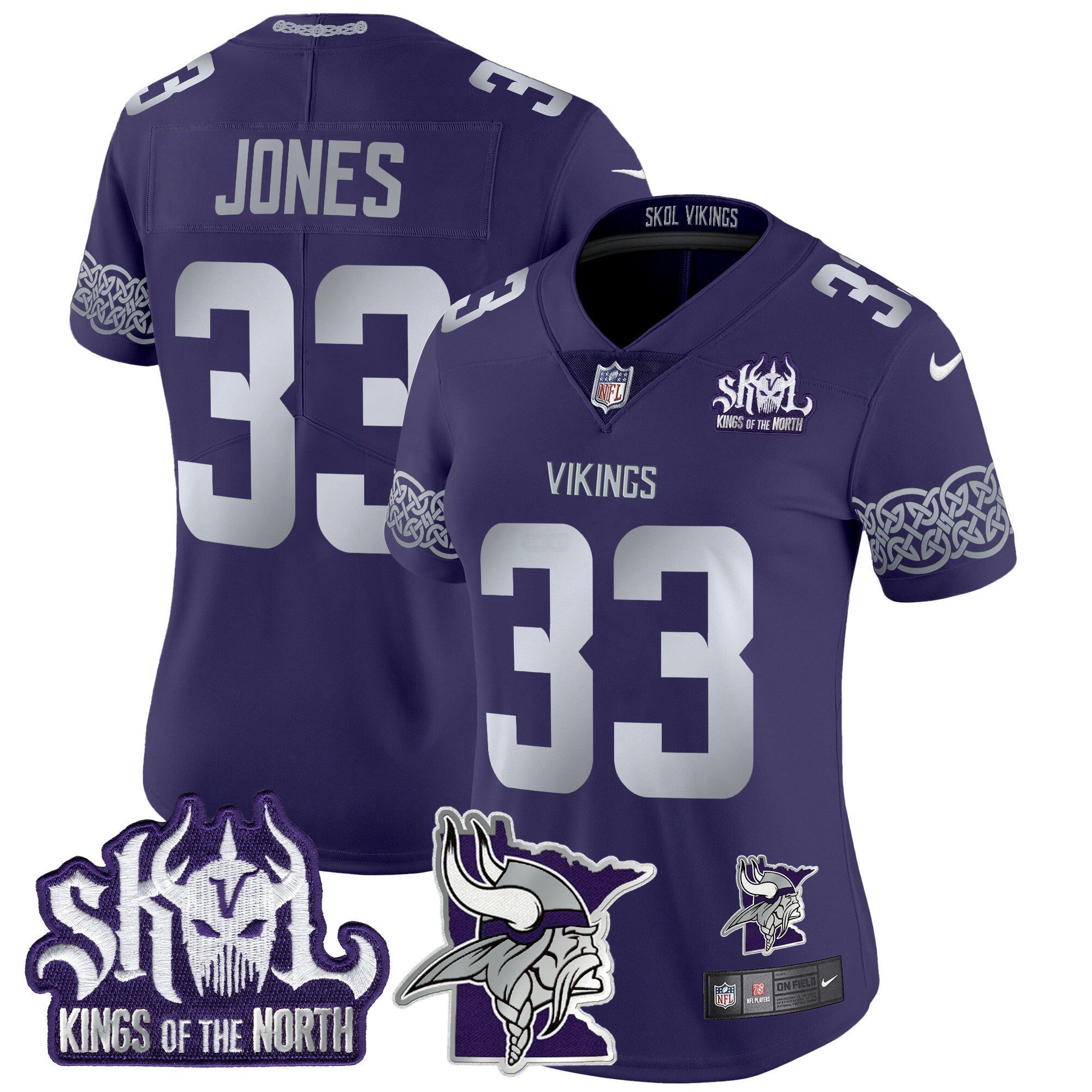 Camisa NFL Women’s Minnesota 2024 Winter Warrior Skol Patch Vapor Limited Jersey V2