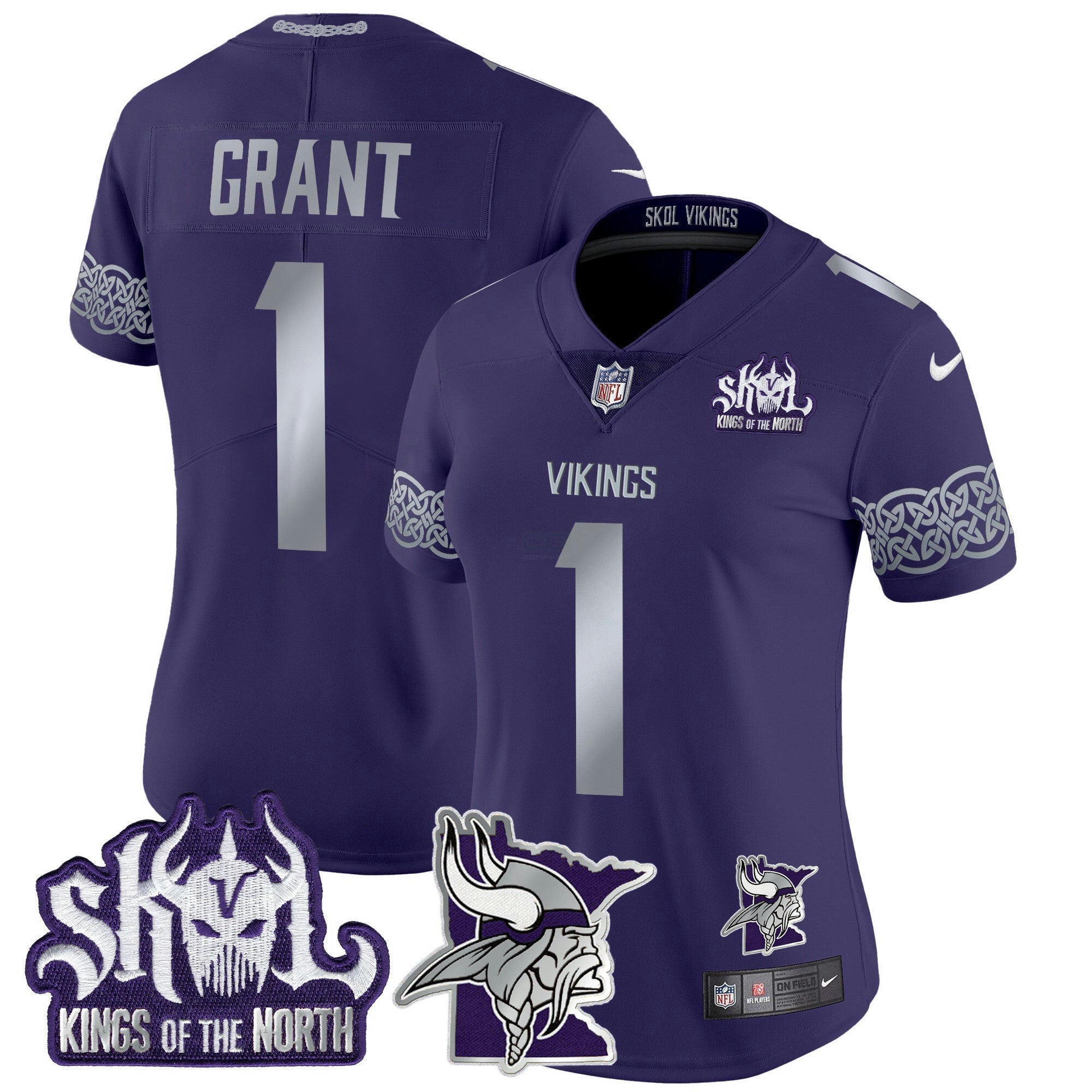 Camisa NFL Women’s Minnesota 2024 Winter Warrior Skol Patch Vapor Limited Jersey V2