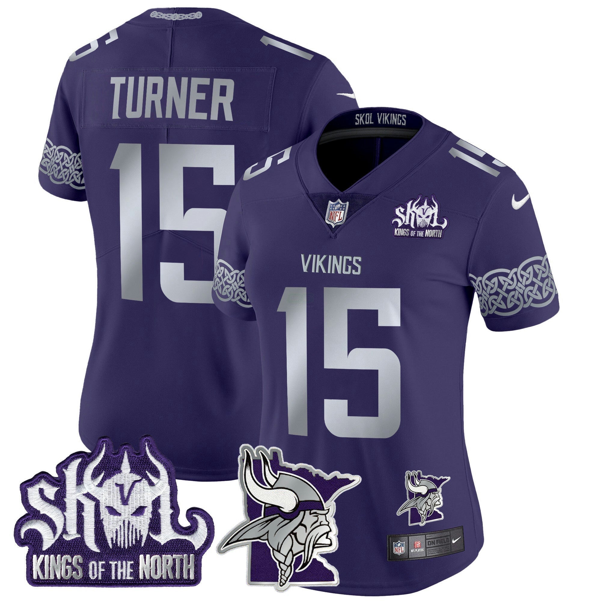 Camisa NFL Women’s Minnesota 2024 Winter Warrior Skol Patch Vapor Limited Jersey V2