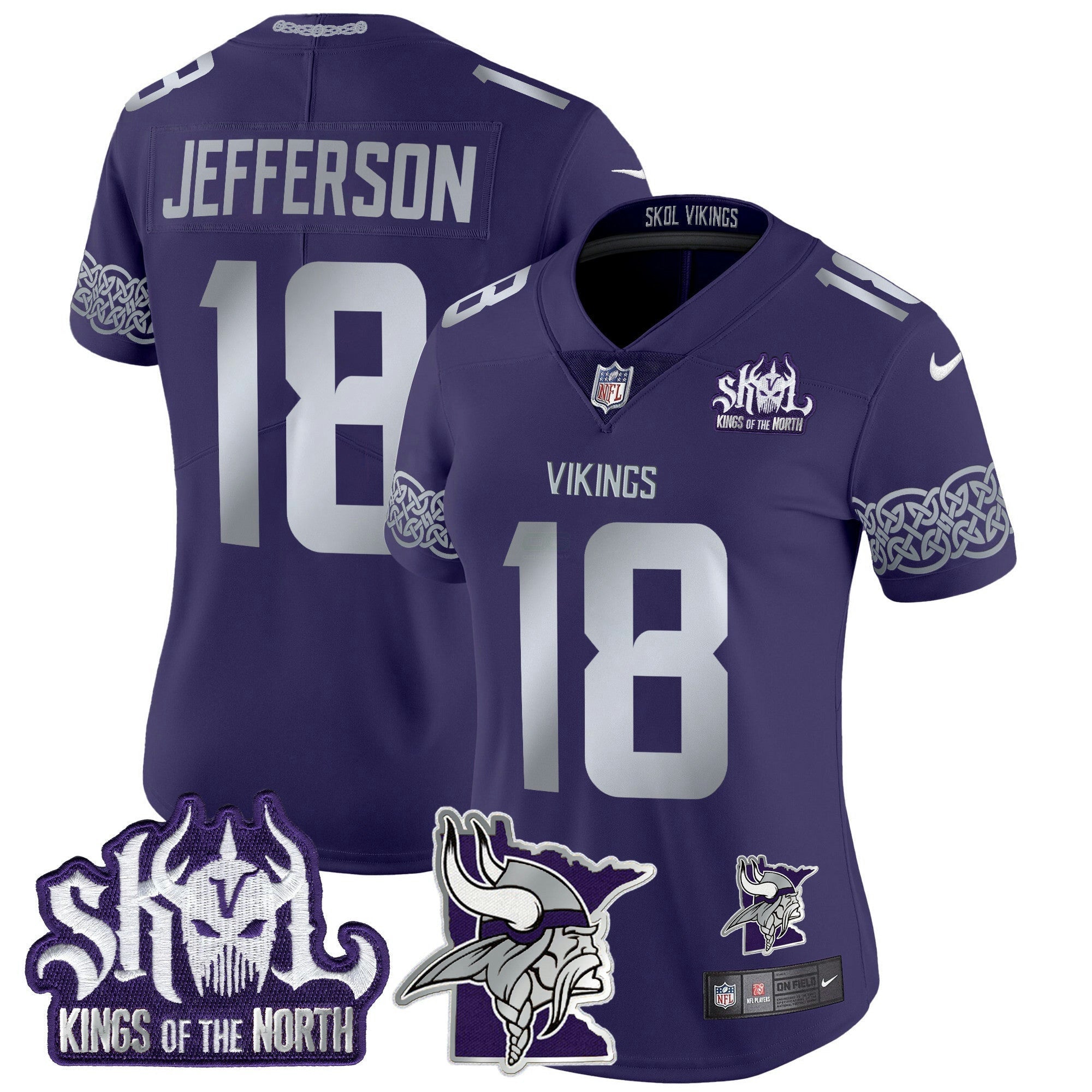 Camisa NFL Women’s Minnesota 2024 Winter Warrior Skol Patch Vapor Limited Jersey V2