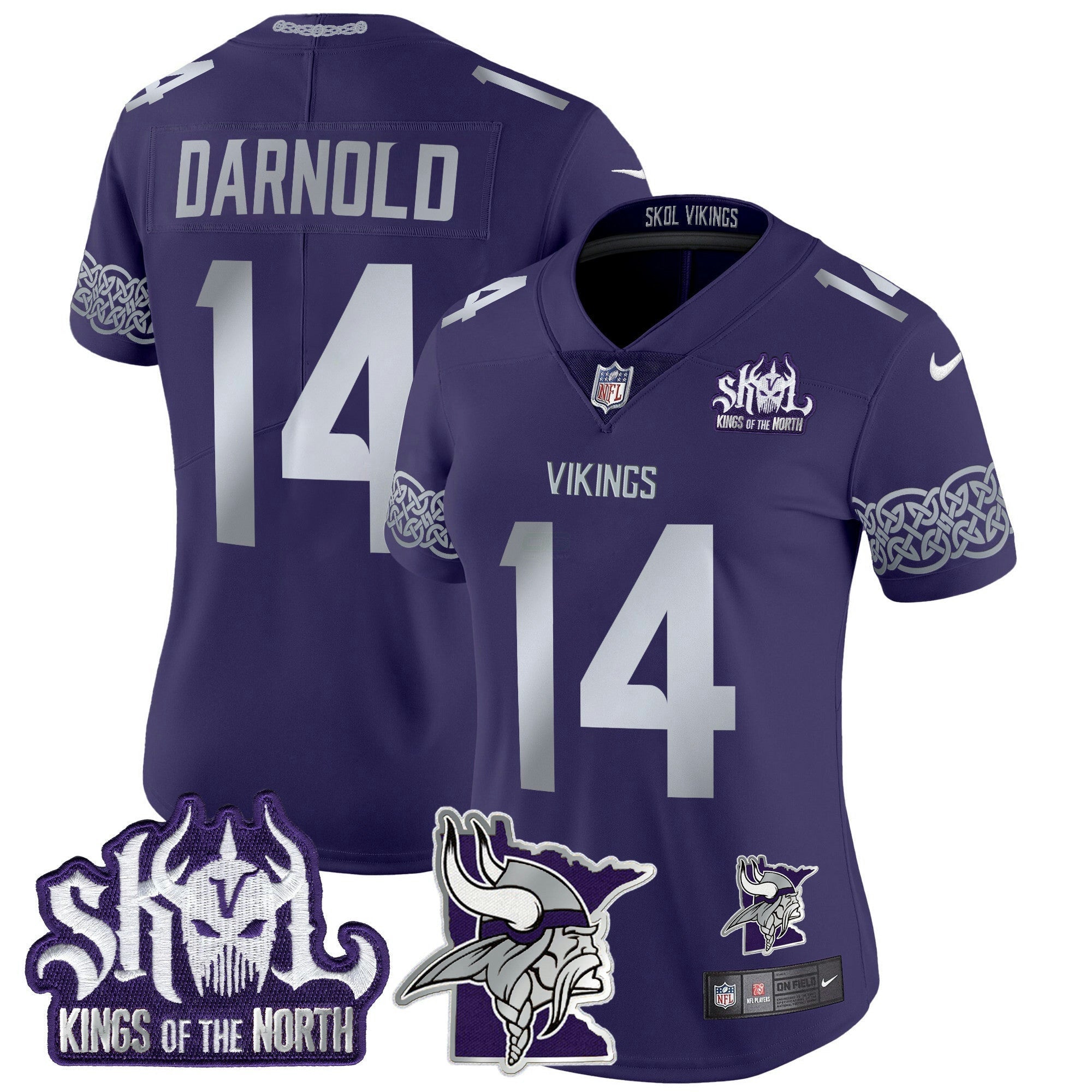 Camisa NFL Women’s Minnesota 2024 Winter Warrior Skol Patch Vapor Limited Jersey V2