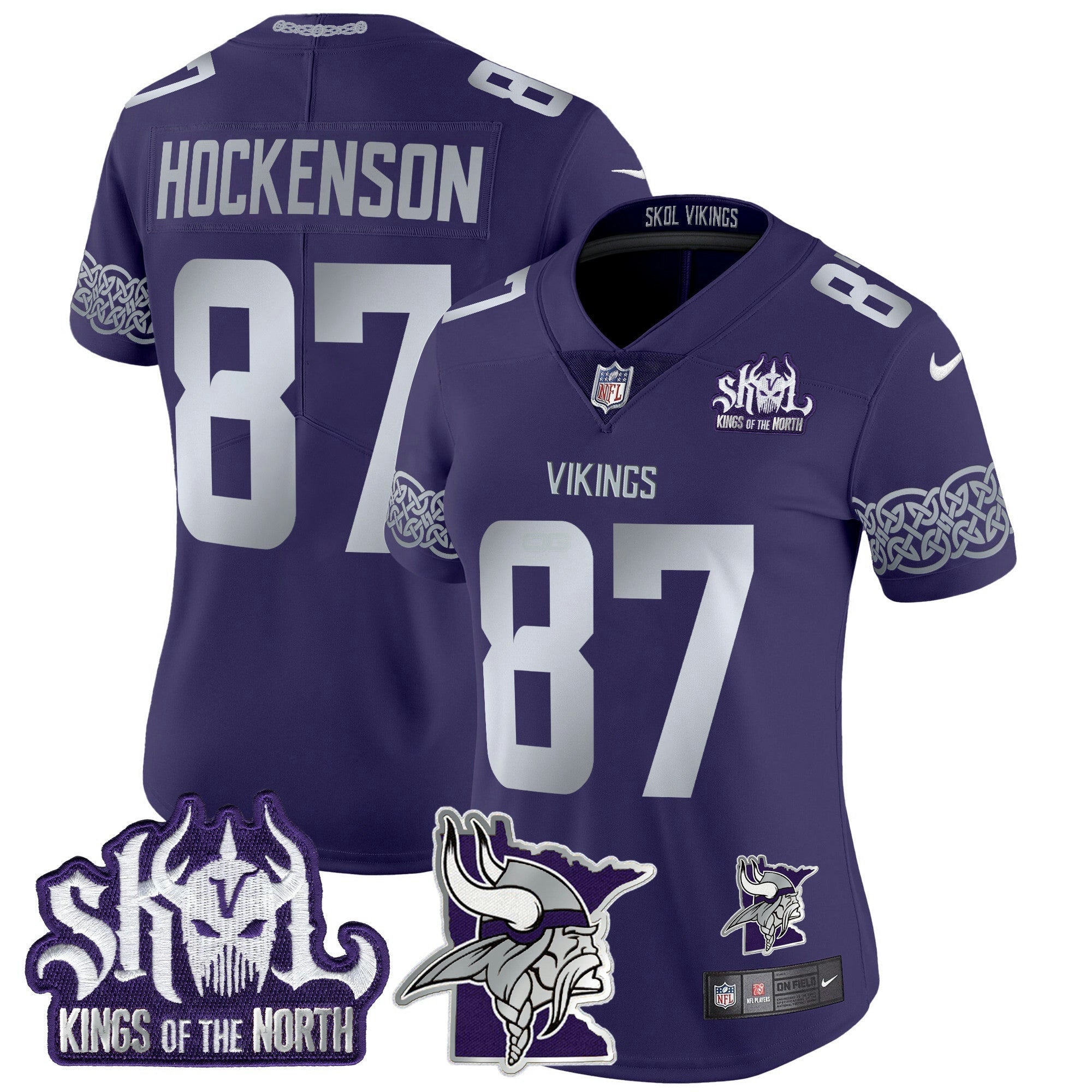 Camisa NFL Women’s Minnesota 2024 Winter Warrior Skol Patch Vapor Limited Jersey V2