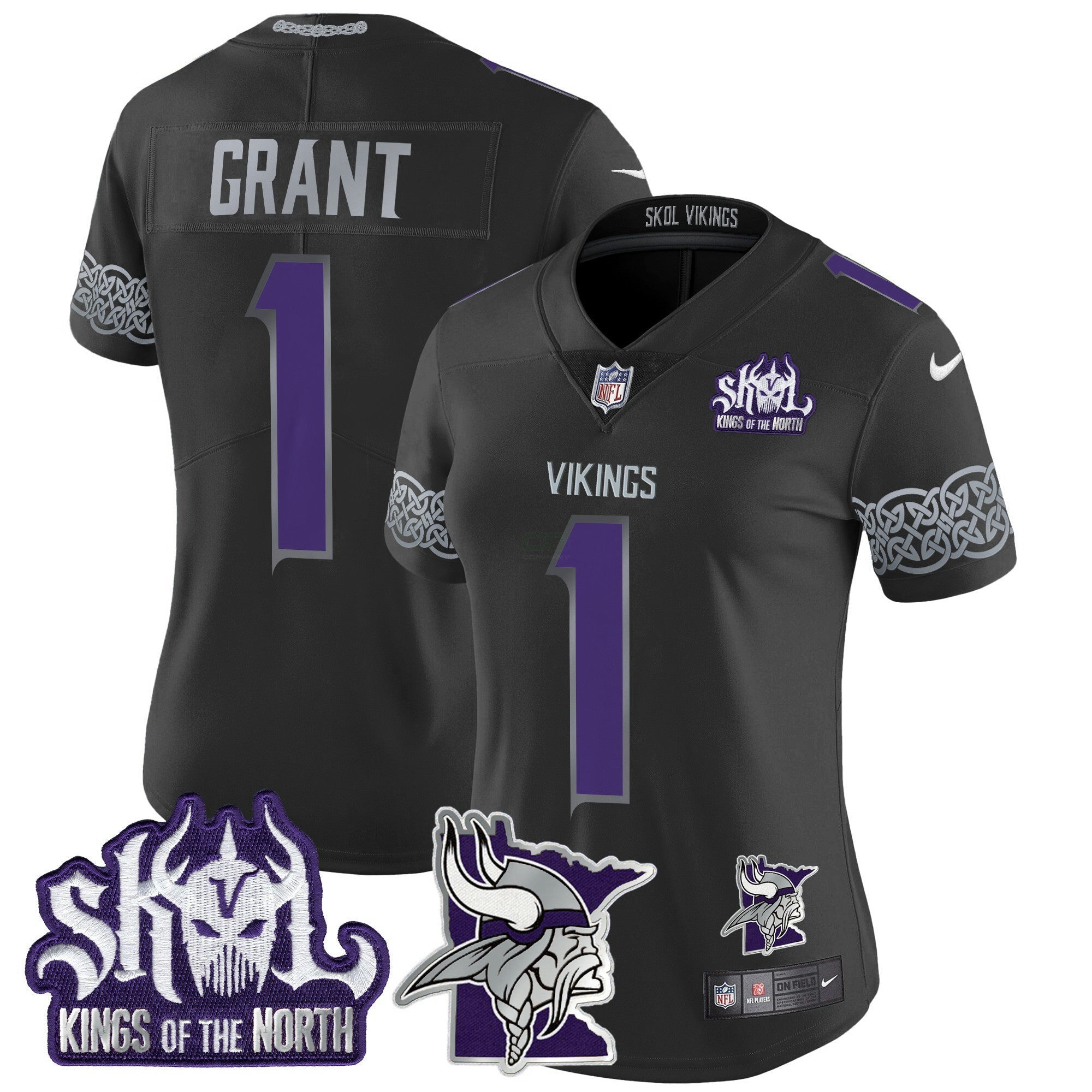 Camisa NFL Women’s Minnesota 2024 Winter Warrior Skol Patch Vapor Limited Jersey V2