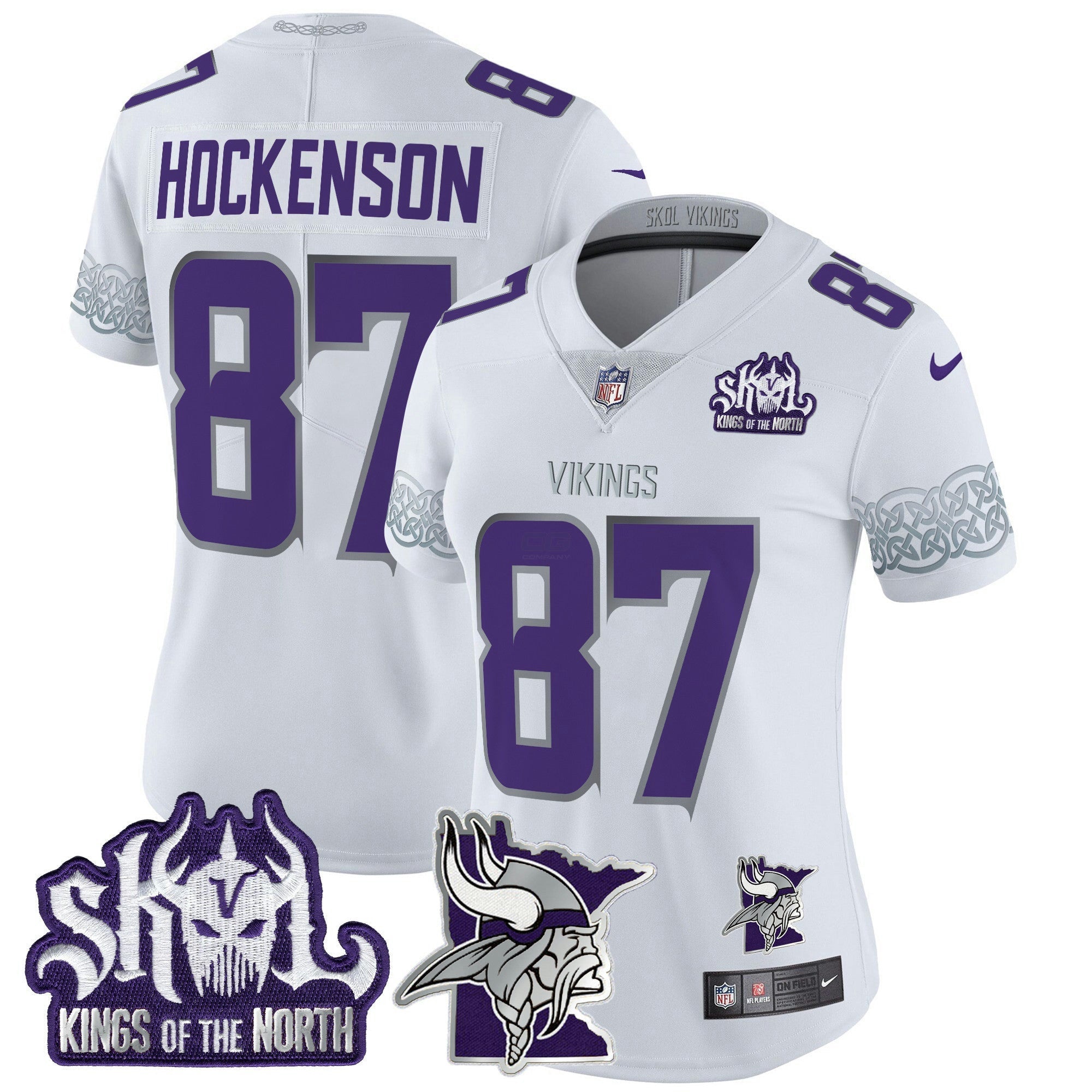 Camisa NFL Women’s Minnesota 2024 Winter Warrior Skol Patch Vapor Limited Jersey V2