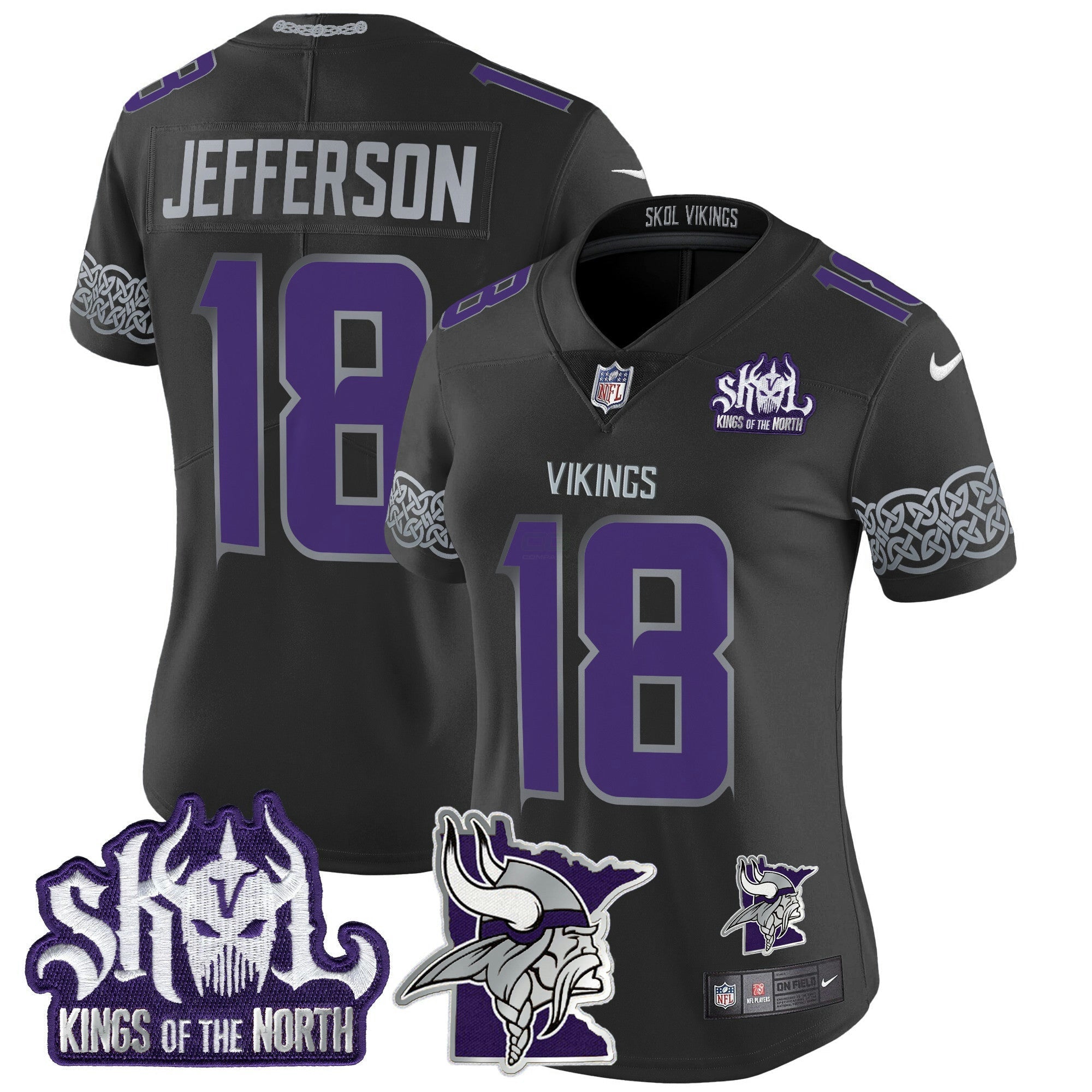 Camisa NFL Women’s Minnesota 2024 Winter Warrior Skol Patch Vapor Limited Jersey V2