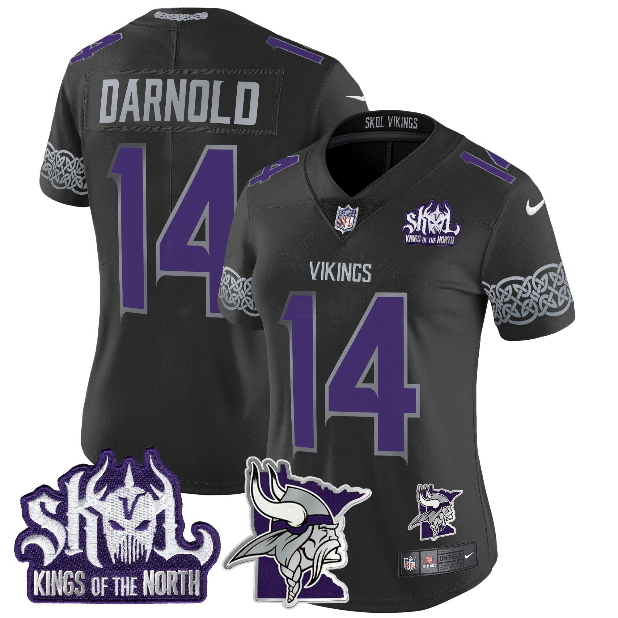Camisa NFL Women’s Minnesota 2024 Winter Warrior Skol Patch Vapor Limited Jersey V2