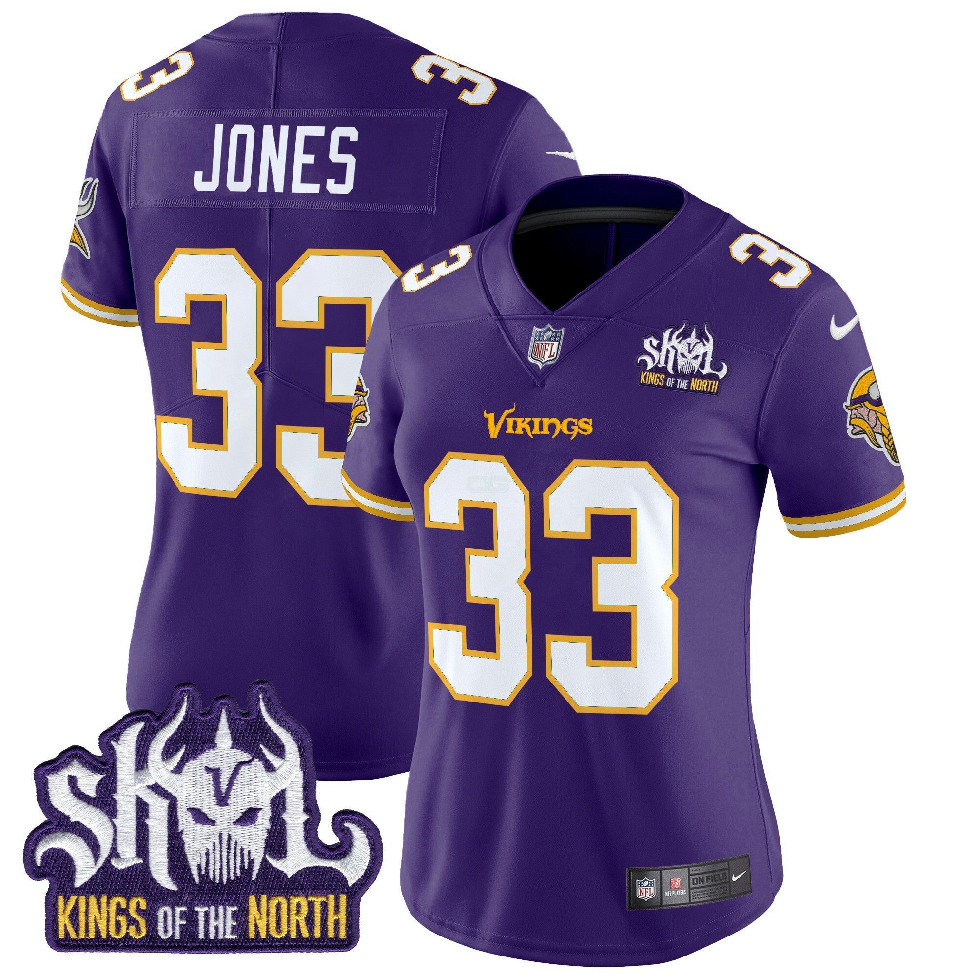 Camisa NFL Women’s Minnesota King Of The North Patch Throwback Vapor Limited Jersey