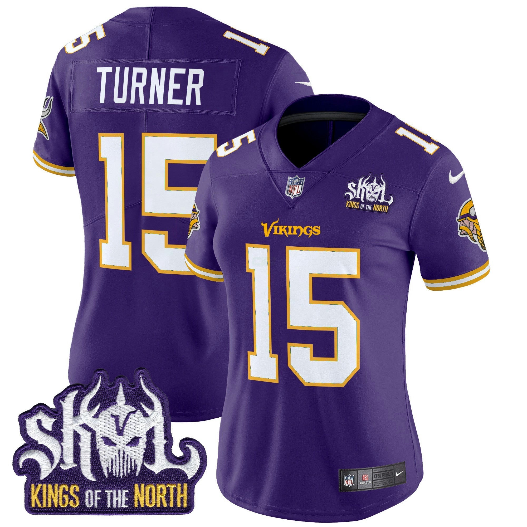 Camisa NFL Women’s Minnesota King Of The North Patch Throwback Vapor Limited Jersey