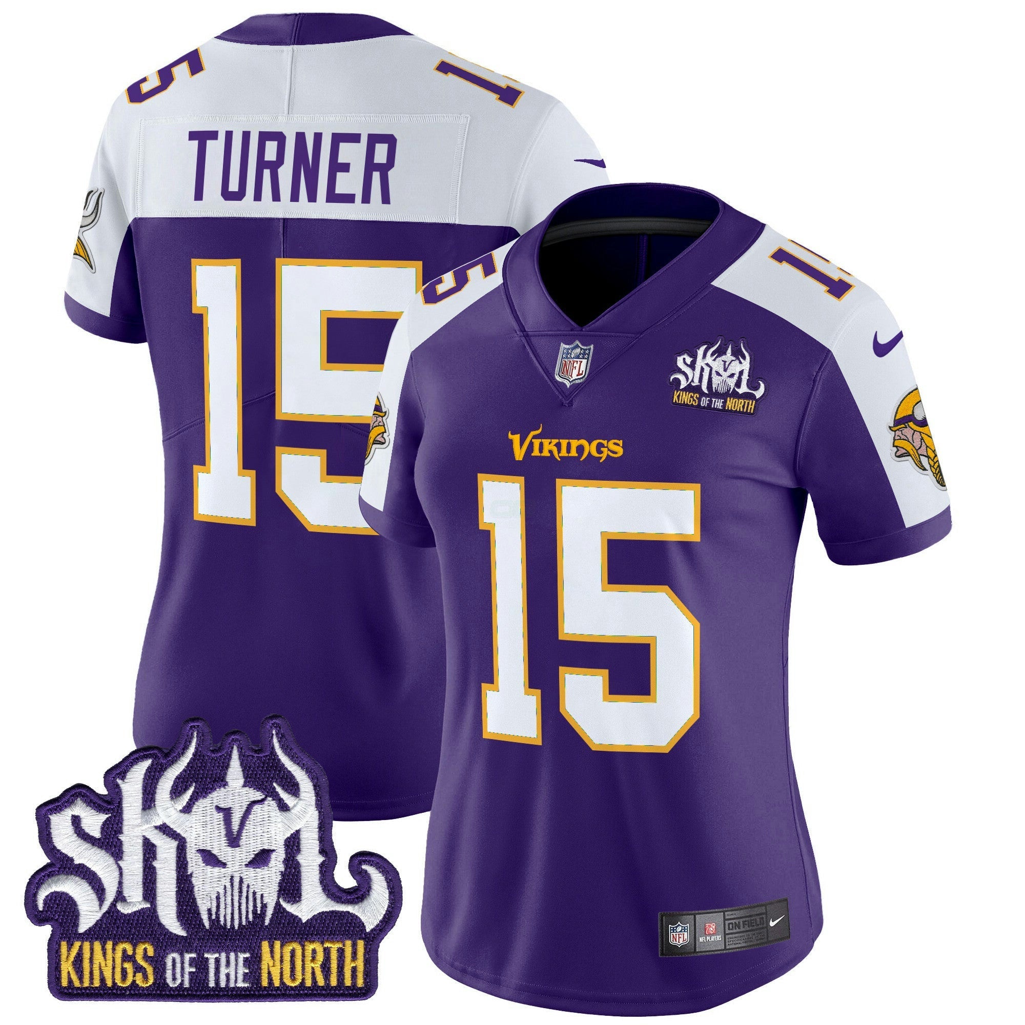 Camisa NFL Women’s Minnesota King Of The North Patch Throwback Vapor Limited Jersey