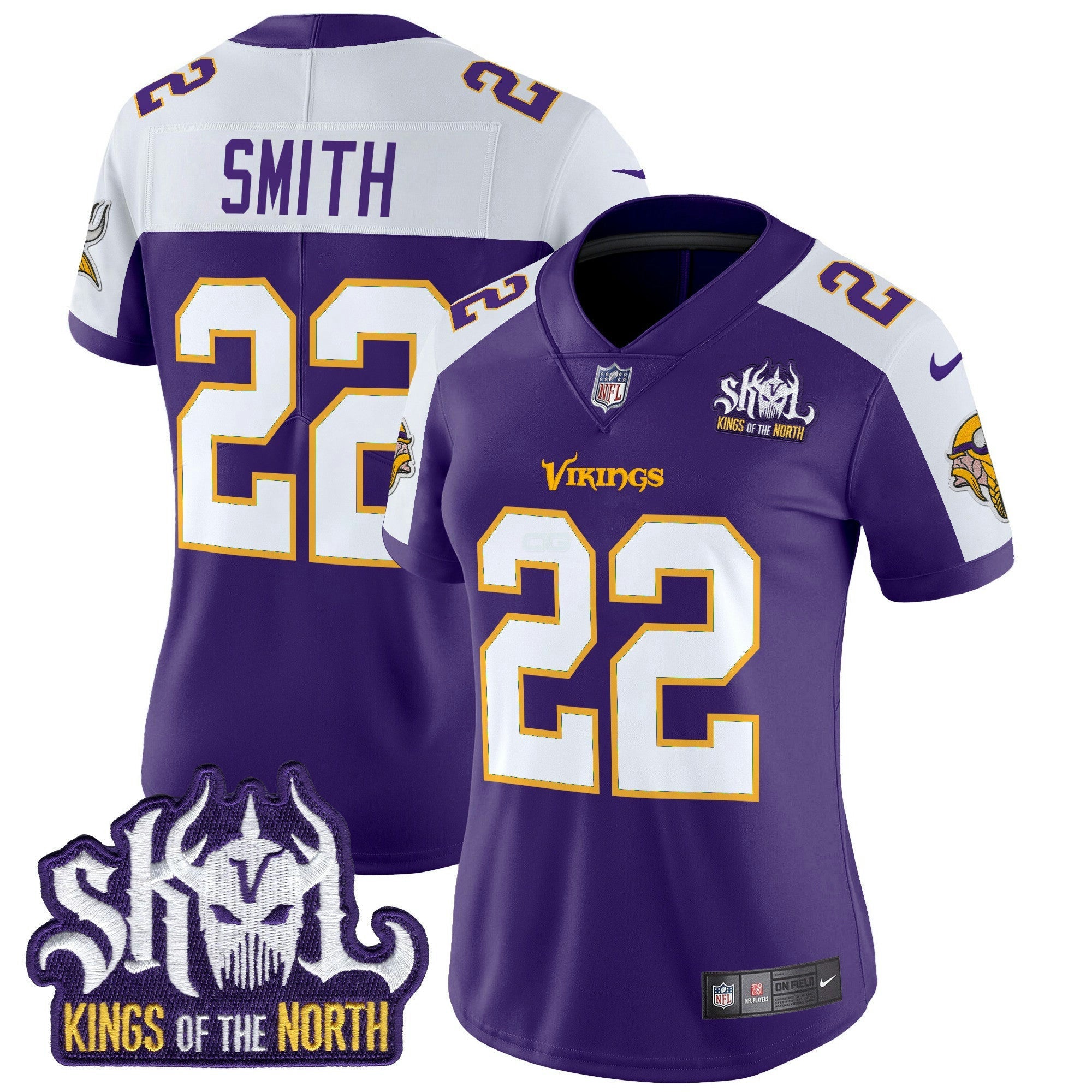 Camisa NFL Women’s Minnesota King Of The North Patch Throwback Vapor Limited Jersey