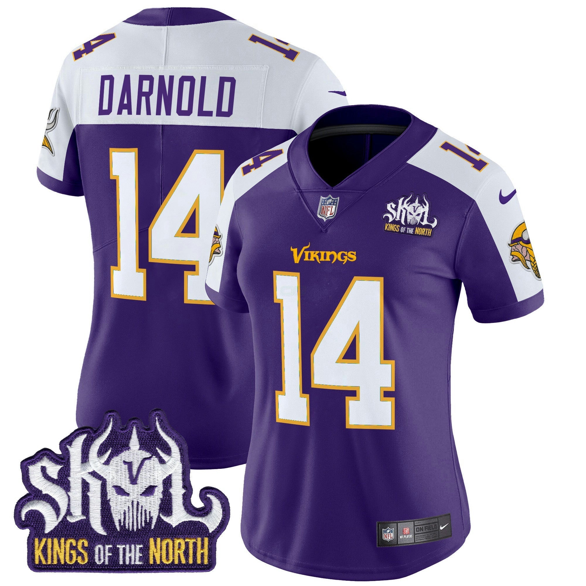 Camisa NFL Women’s Minnesota King Of The North Patch Throwback Vapor Limited Jersey