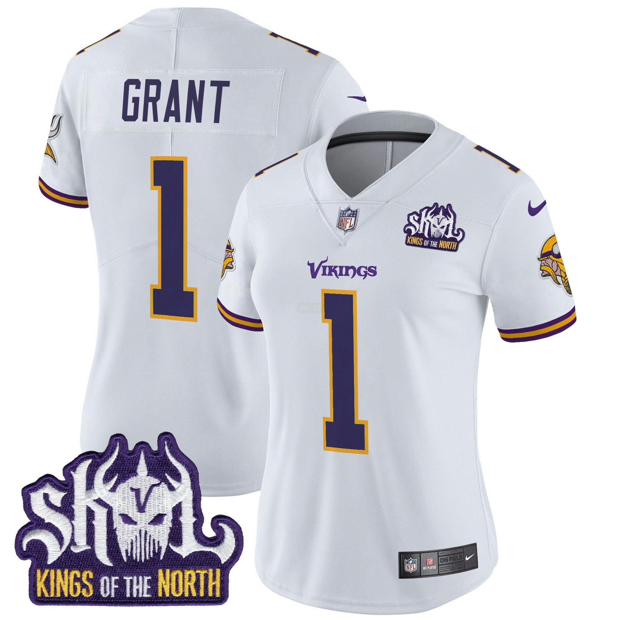 Camisa NFL Women’s Minnesota King Of The North Patch Throwback Vapor Limited Jersey