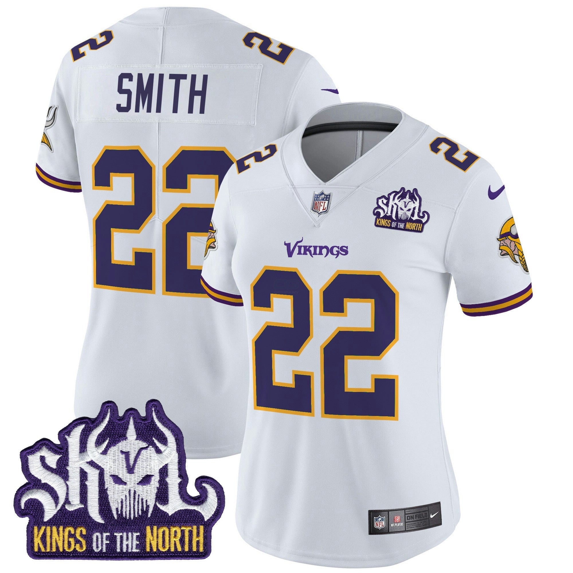 Camisa NFL Women’s Minnesota King Of The North Patch Throwback Vapor Limited Jersey