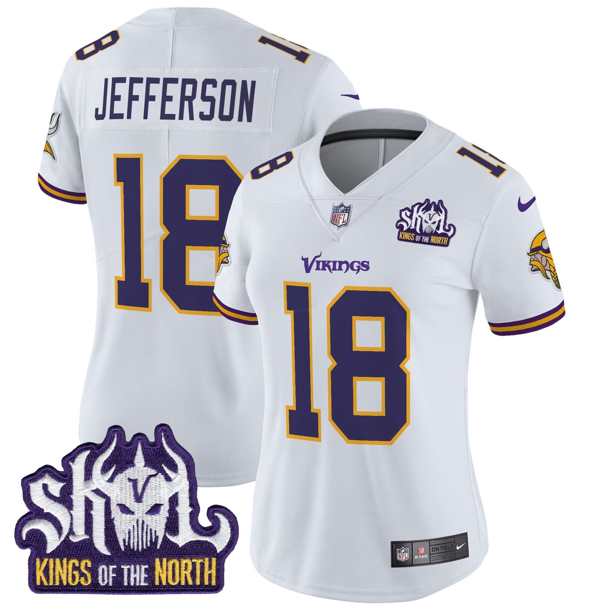 Camisa NFL Women’s Minnesota King Of The North Patch Throwback Vapor Limited Jersey