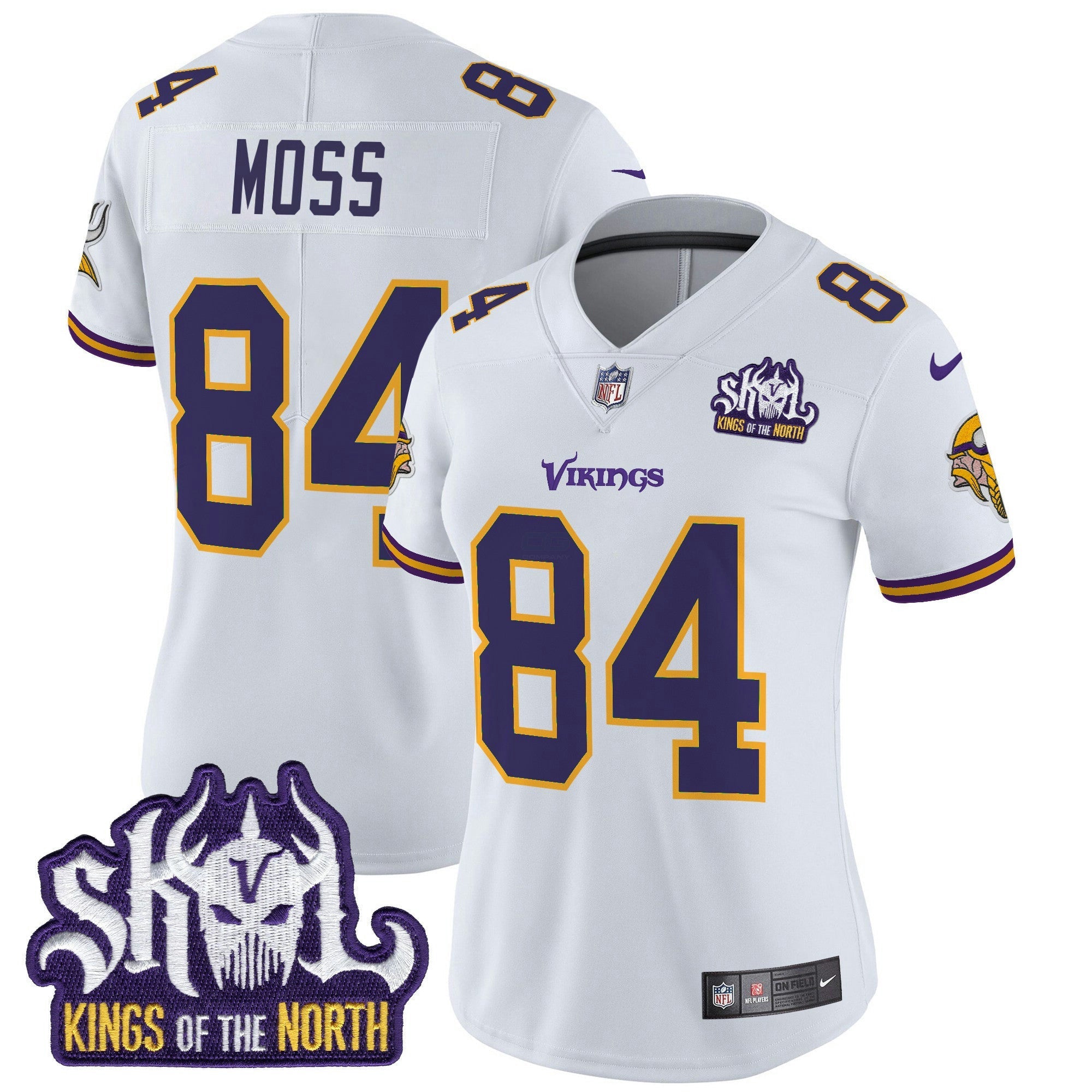 Camisa NFL Women’s Minnesota King Of The North Patch Throwback Vapor Limited Jersey