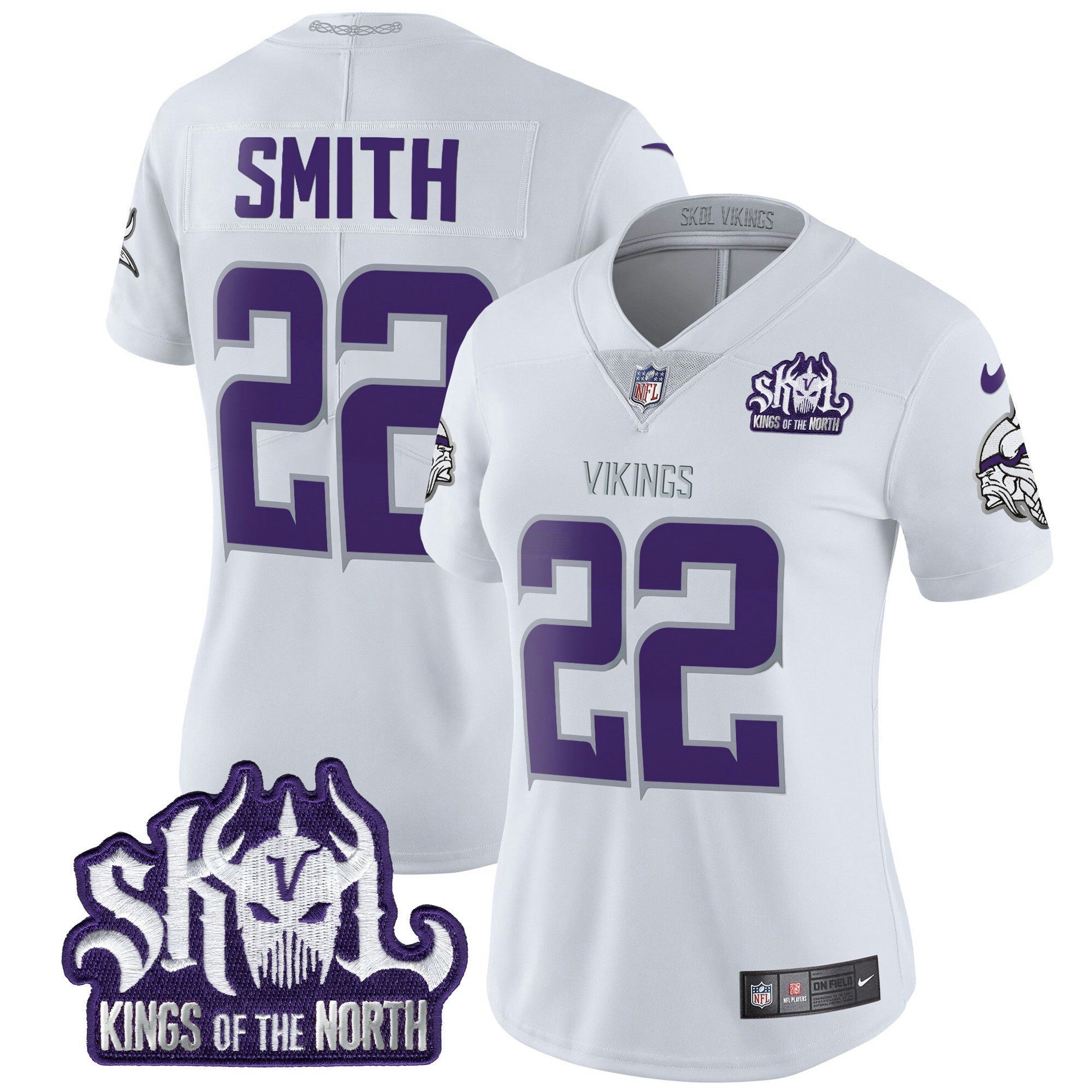 Camisa NFL Women’s Minnesota King Of The North Patch Throwback Vapor Limited Jersey