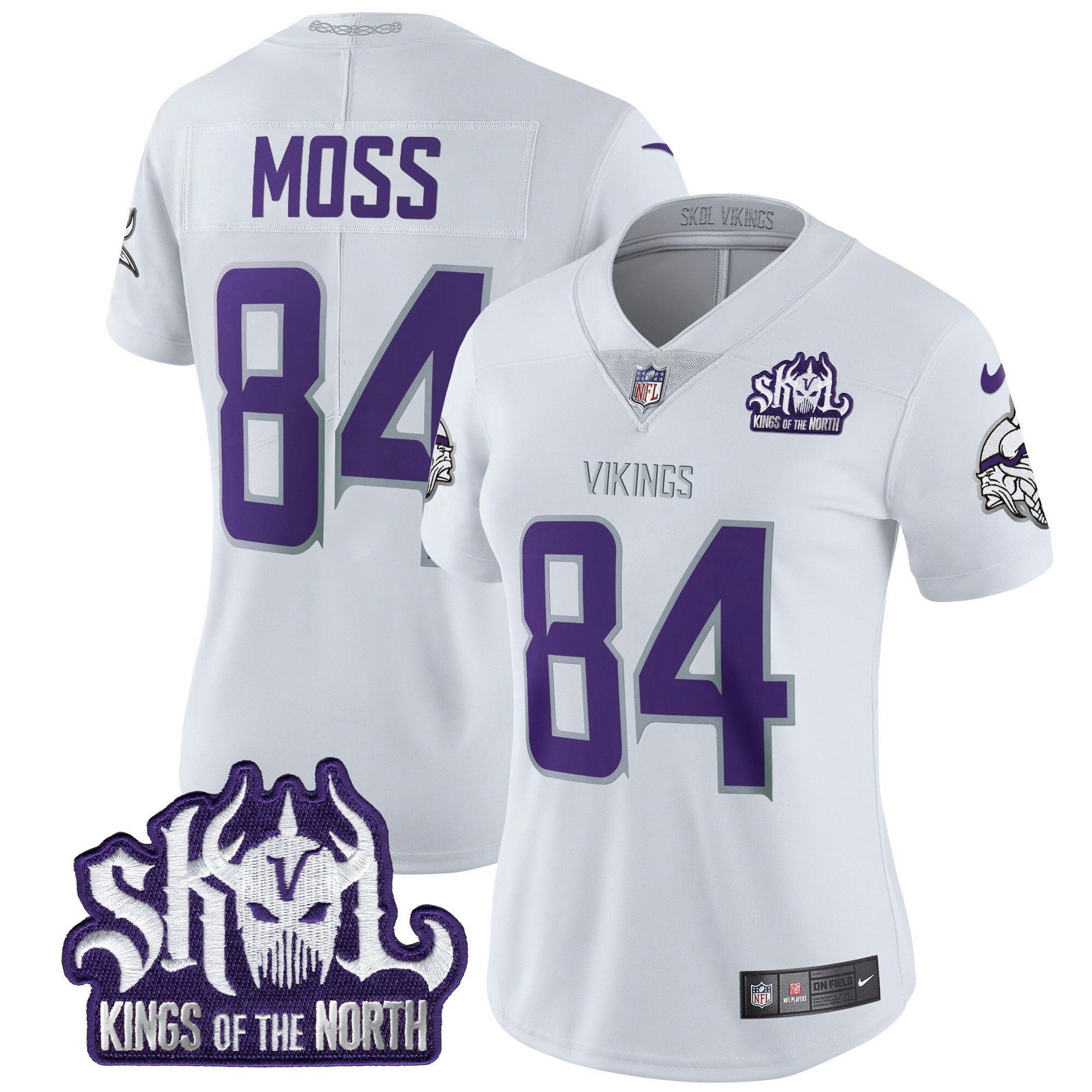 Camisa NFL Women’s Minnesota King Of The North Patch Throwback Vapor Limited Jersey