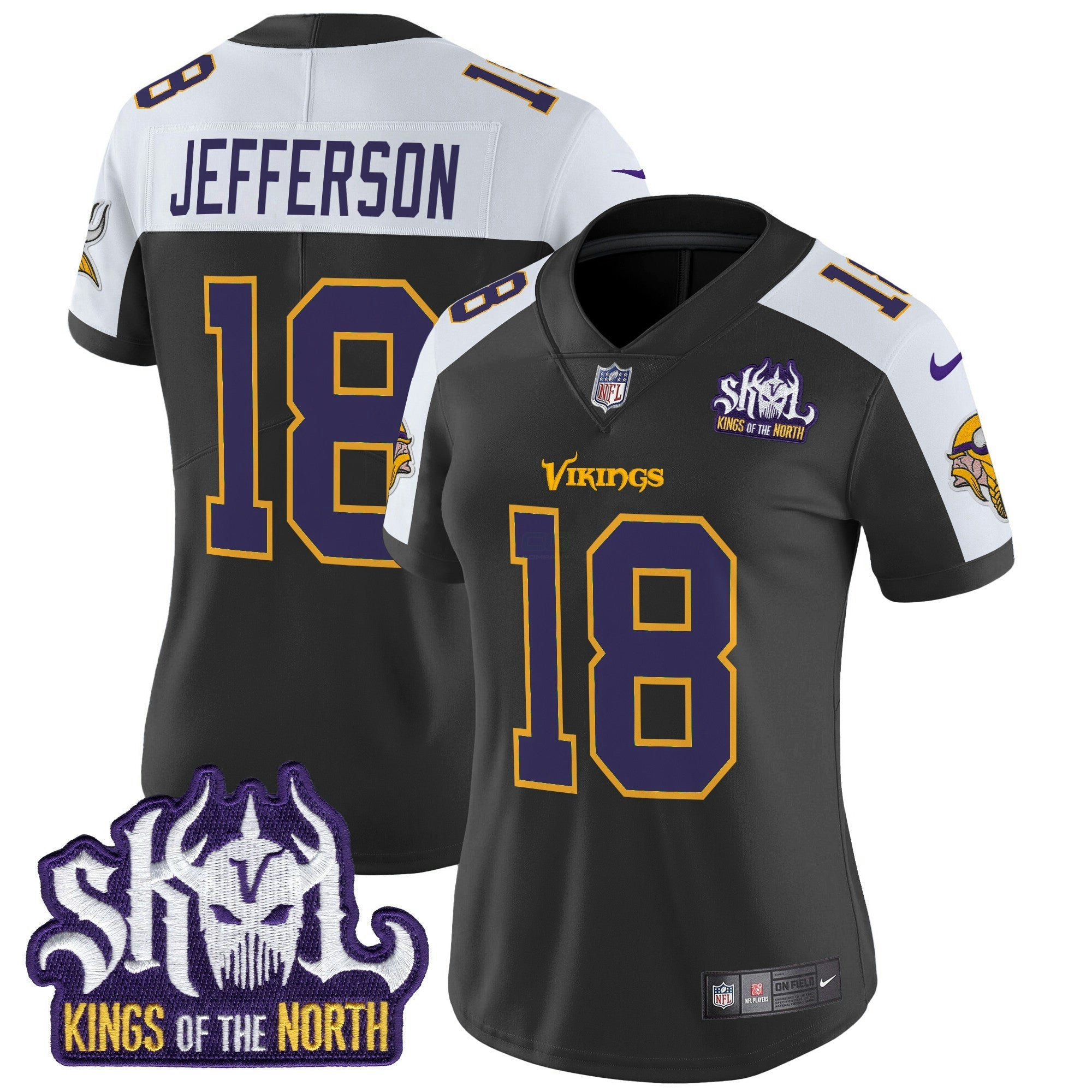 Camisa NFL Women’s Minnesota King Of The North Patch Throwback Vapor Limited Jersey